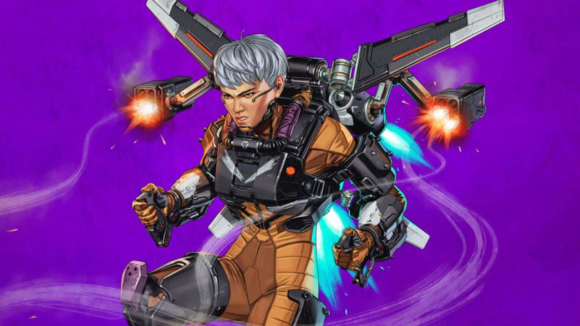 Apex Legends Season 10, silver-haired warrior, orange and black armor, Full HD Desktop Wallpaper