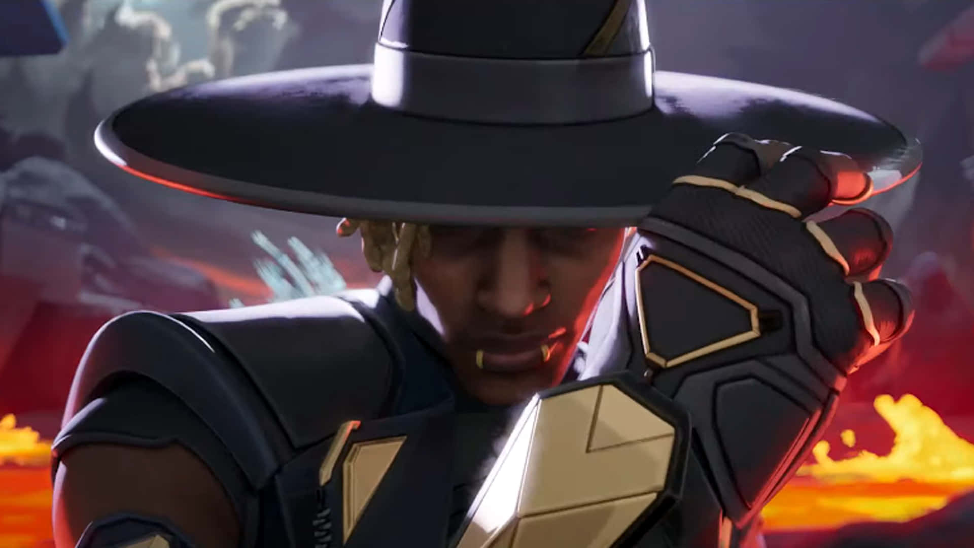 Apex Legends Season 10, black and gold armor, wide-brimmed hat, Full HD Desktop Wallpaper
