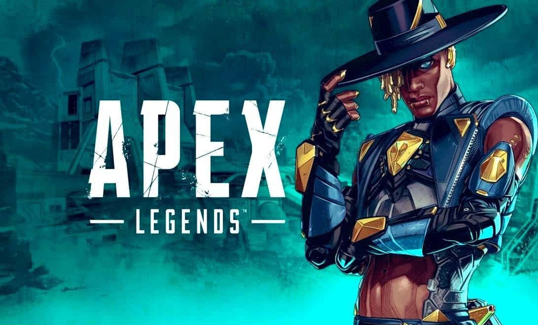 Apex Legends Season 10, blue and gold armor, stormy teal backdrop, SD Desktop Wallpaper