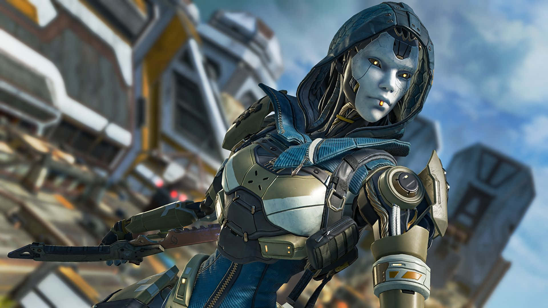 Apex Legends Season 11, blue-skinned alien warrior, futuristic armor, Full HD Desktop Wallpaper