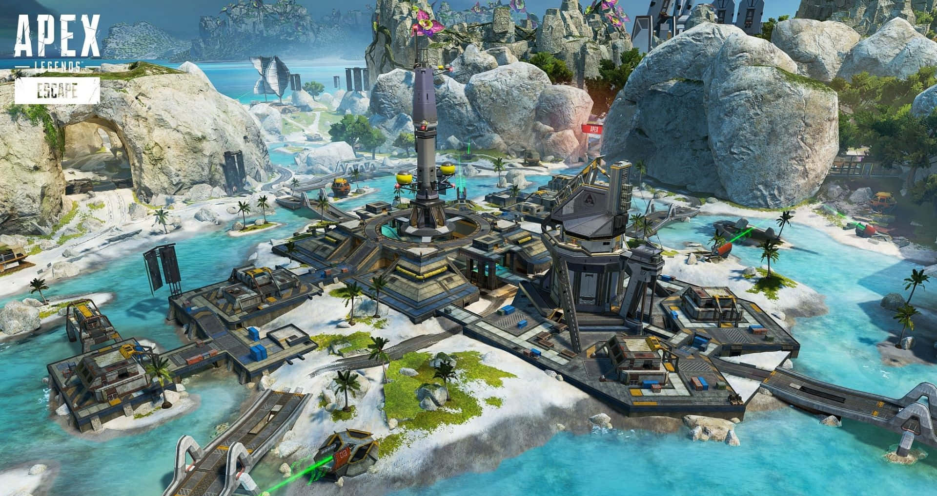 Apex Legends Season 12, futuristic sci-fi base, tropical island, Full HD Desktop Wallpaper