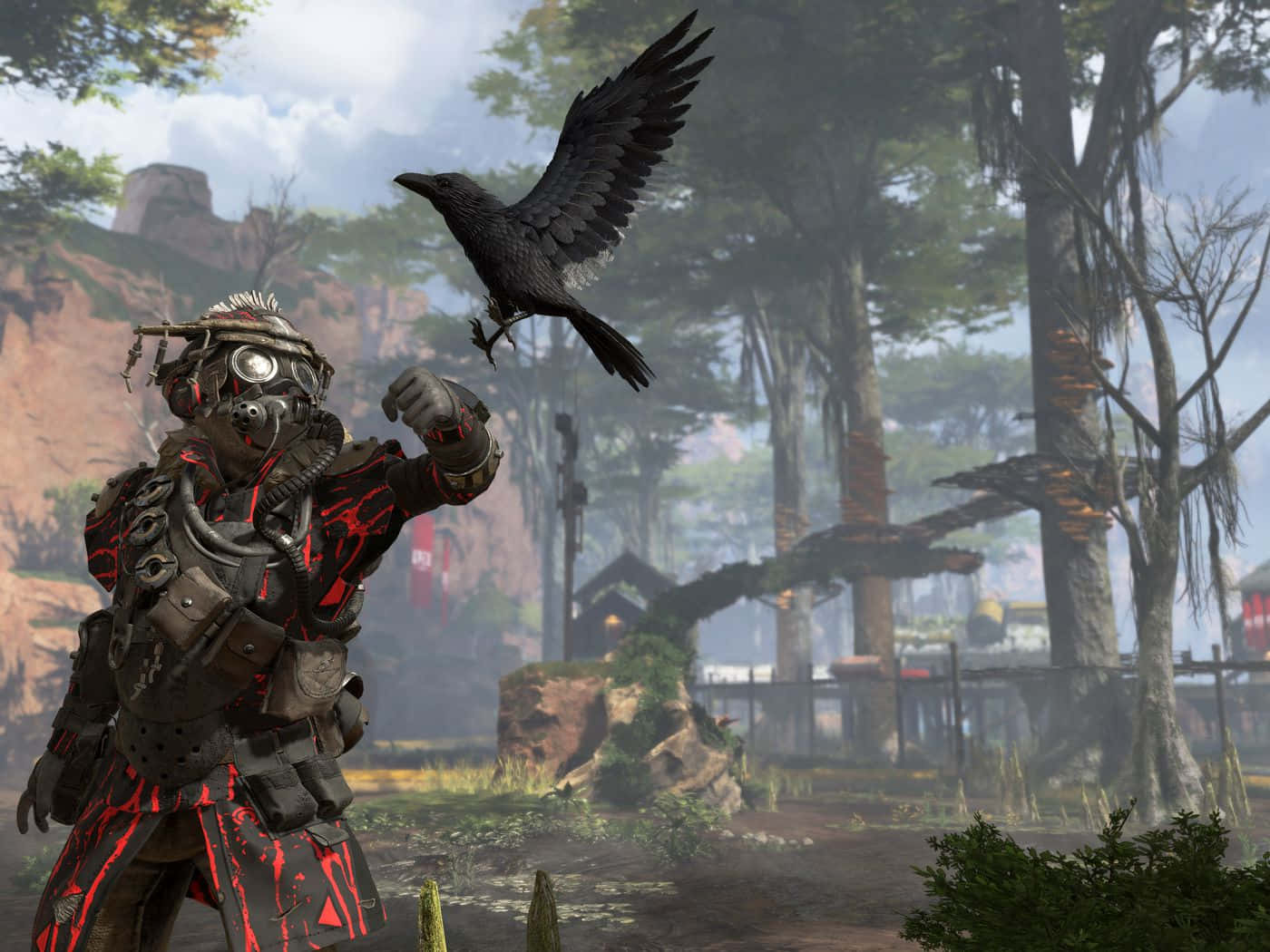 Apex Legends Season 12, forest ruin, heavily armored figure, HD Desktop Wallpaper
