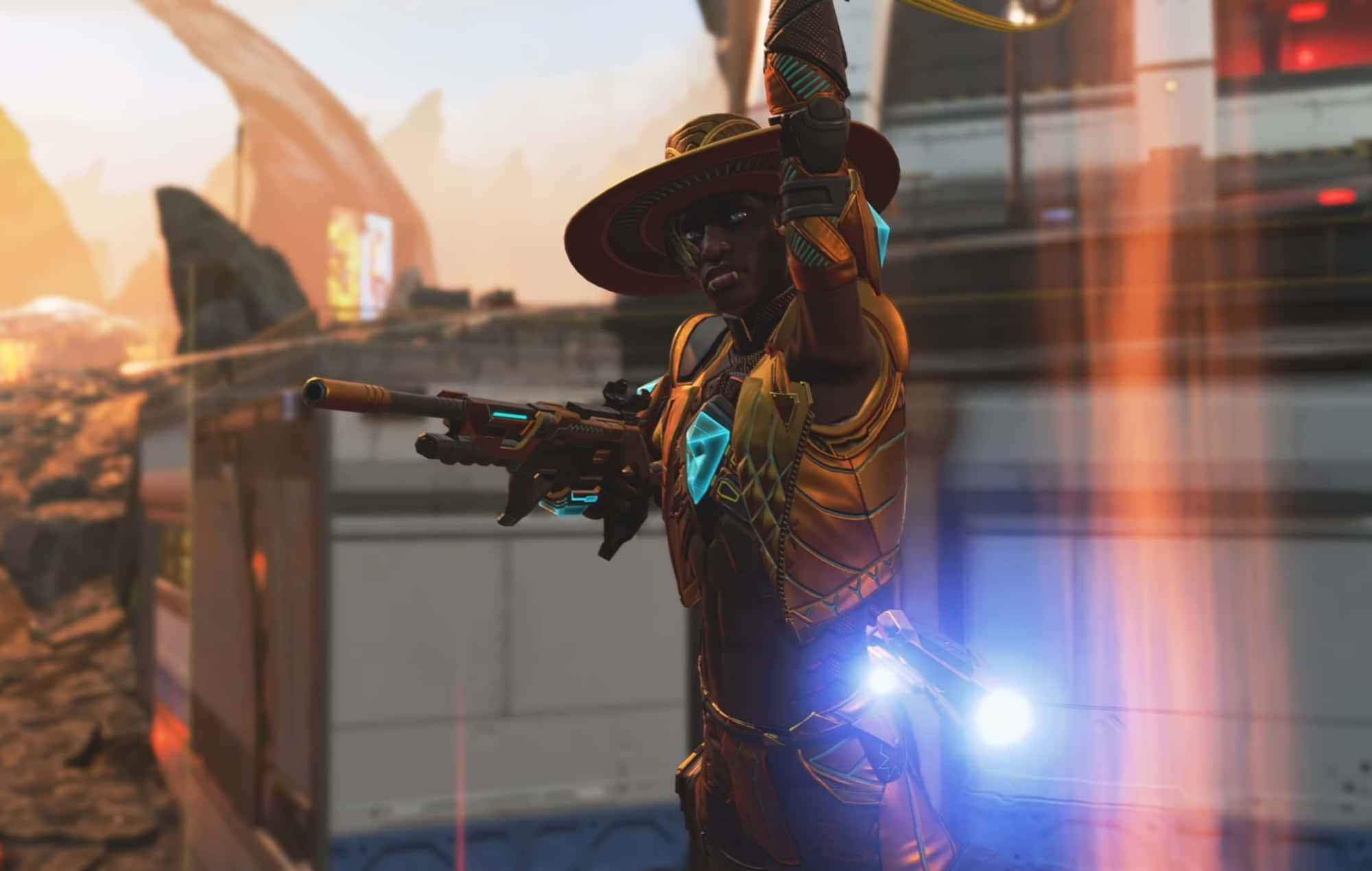 Apex Legends Seer, golden armor, wide-brimmed hat, Full HD Desktop Wallpaper