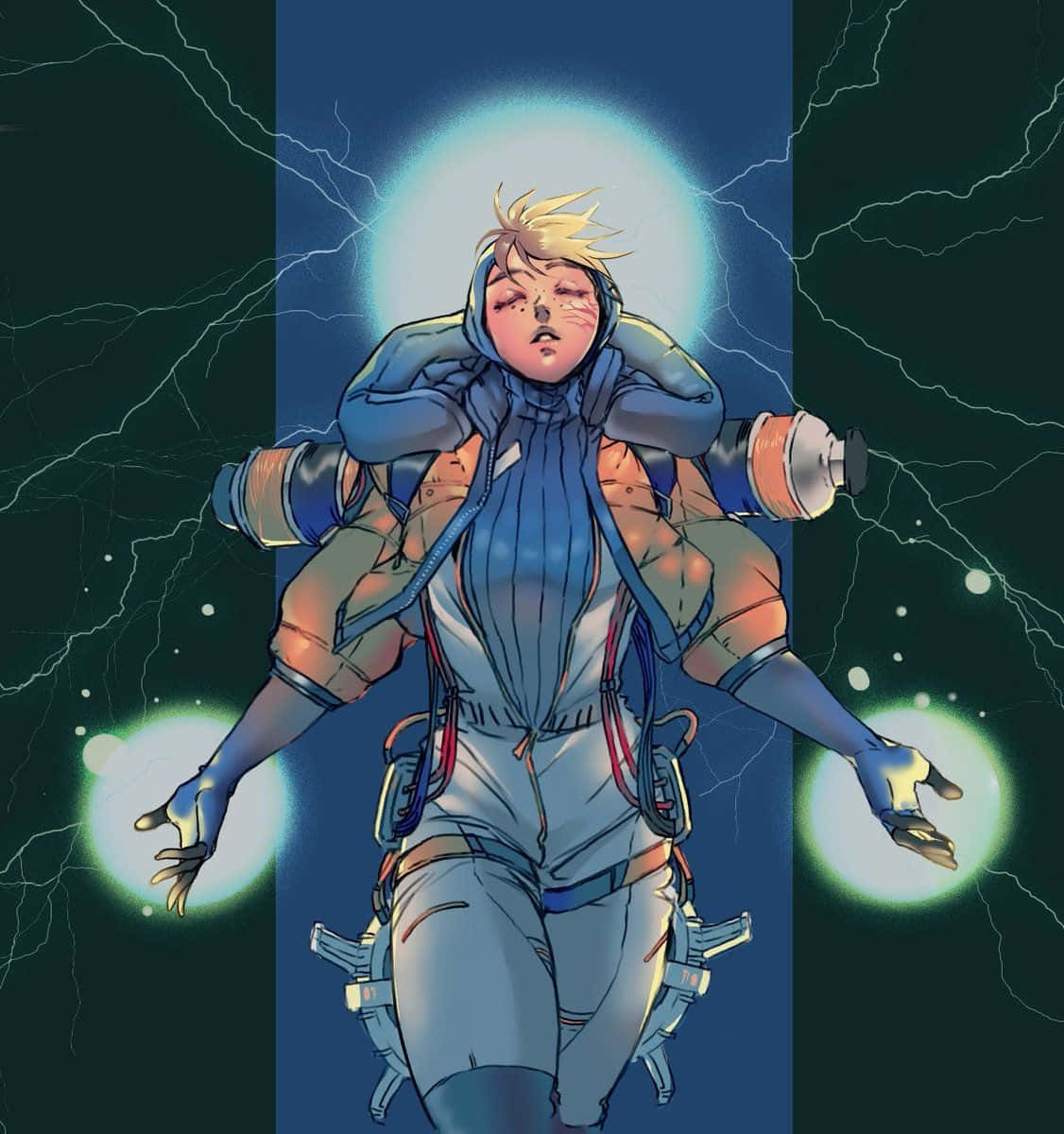 Apex Legends Wattson, blonde anime character, futuristic suit, SD Phone Wallpaper