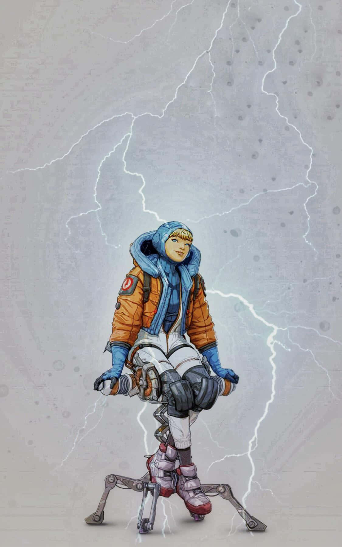 Apex Legends Wattson, futuristic orange and blue suit, mechanical exoskeleton, HD Phone Wallpaper
