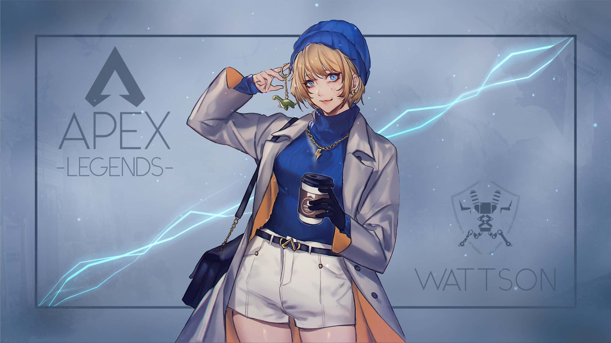 Apex Legends Wattson, blonde hair, blue beret, 2K Desktop Wallpaper