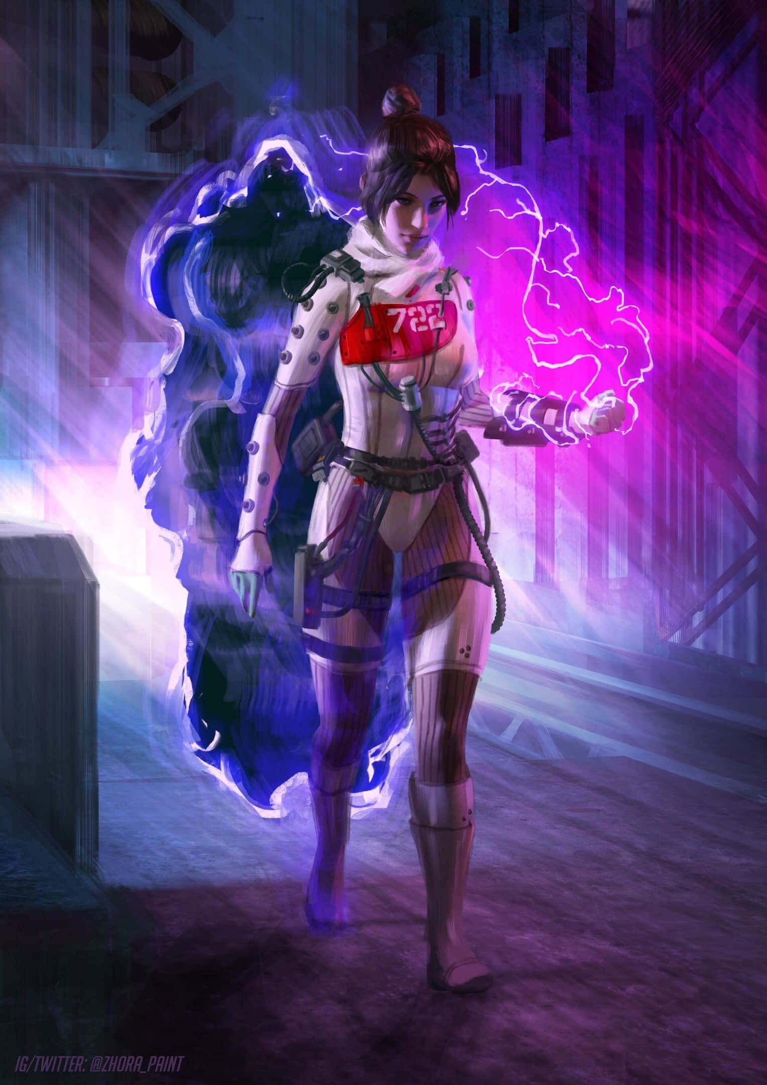 Apex Legends Wraith, futuristic gear, electric energy, Full HD Phone Wallpaper