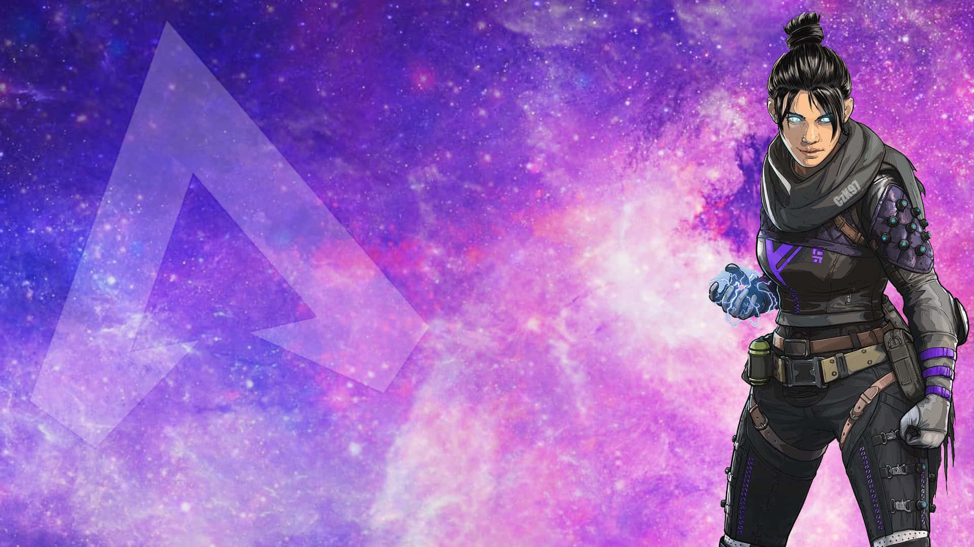 Apex Legends Wraith, futuristic warrior, vibrant purple and pink cosmic nebula, Full HD Desktop Wallpaper