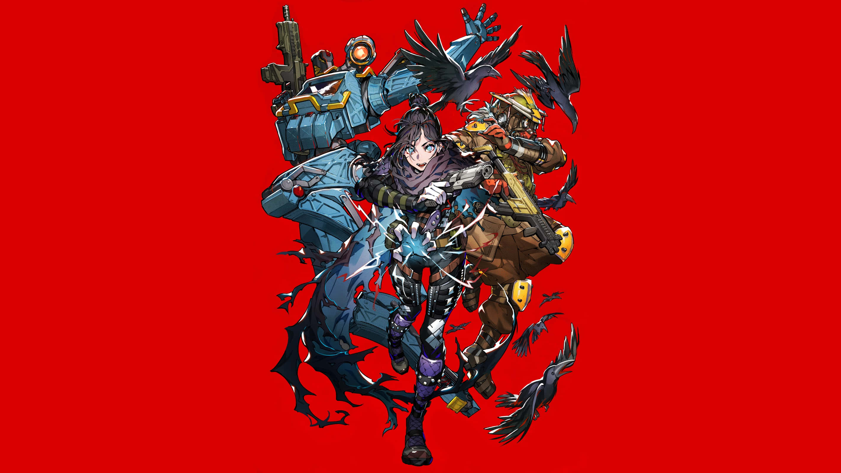 Apex Wraith, anime-style warrior, mechanical limbs, 2K Desktop Wallpaper