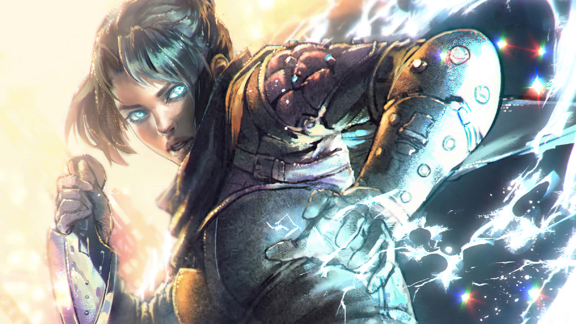 Apex Wraith, glowing blue eyes, sword, Full HD Desktop Wallpaper