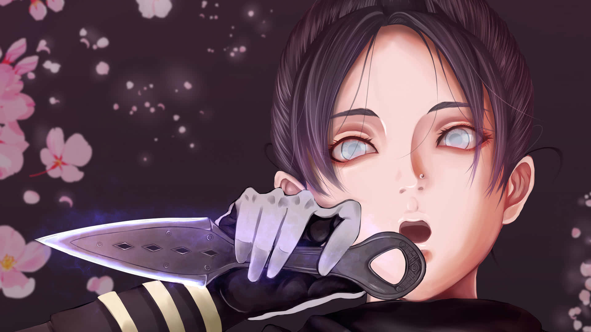 Apex Wraith, anime girl, dark hair, Full HD Desktop Wallpaper
