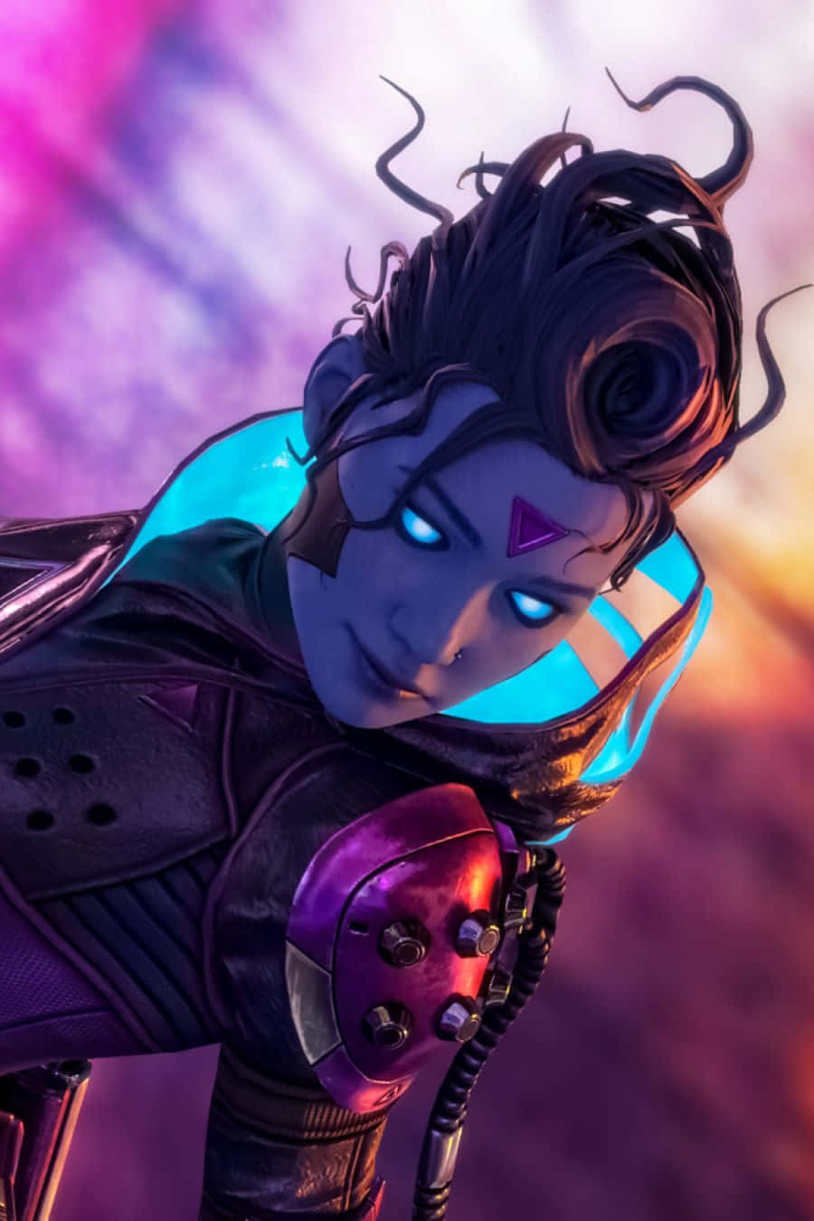 Apex Wraith, glowing blue eyes, purple armor, HD Phone Wallpaper