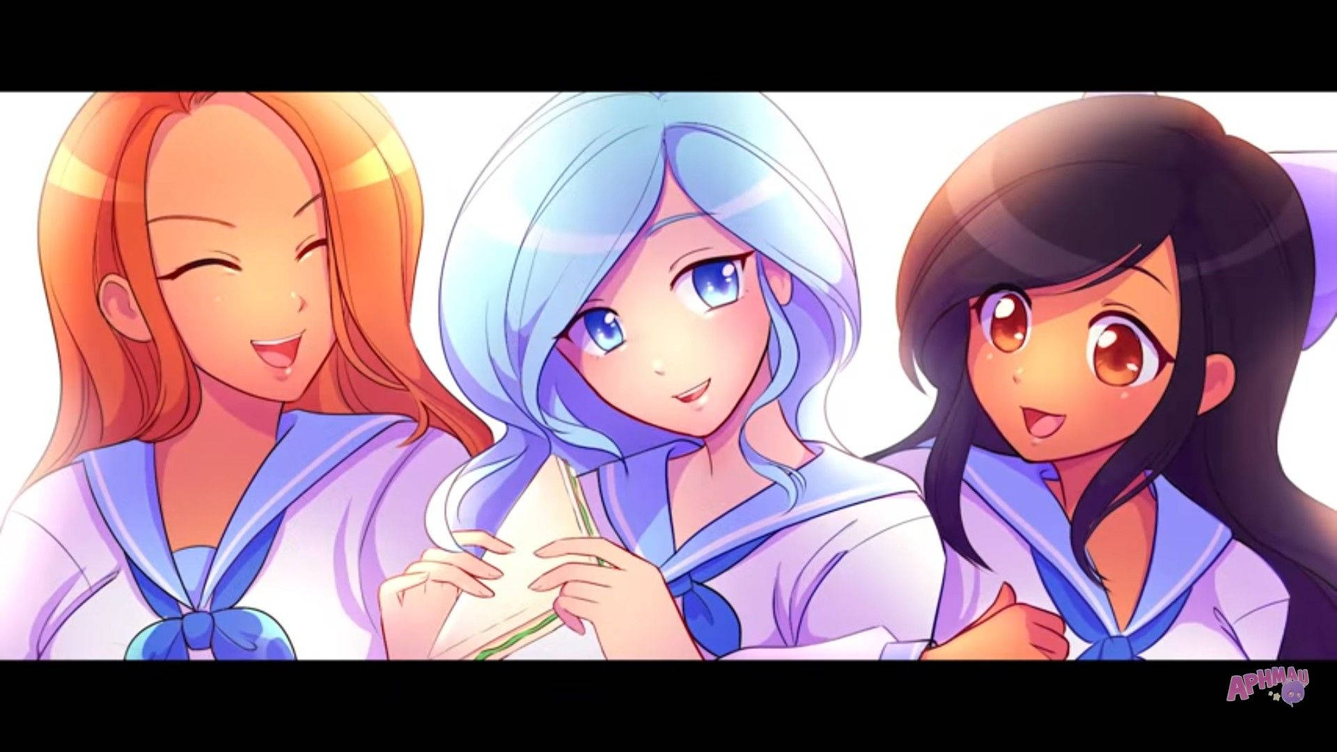 Aphmau, girl friends, sailor uniforms, Full HD Desktop Wallpaper