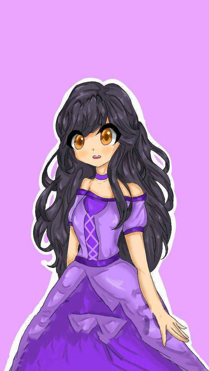 Aphmau, purple gown, long black hair, HD Phone Wallpaper