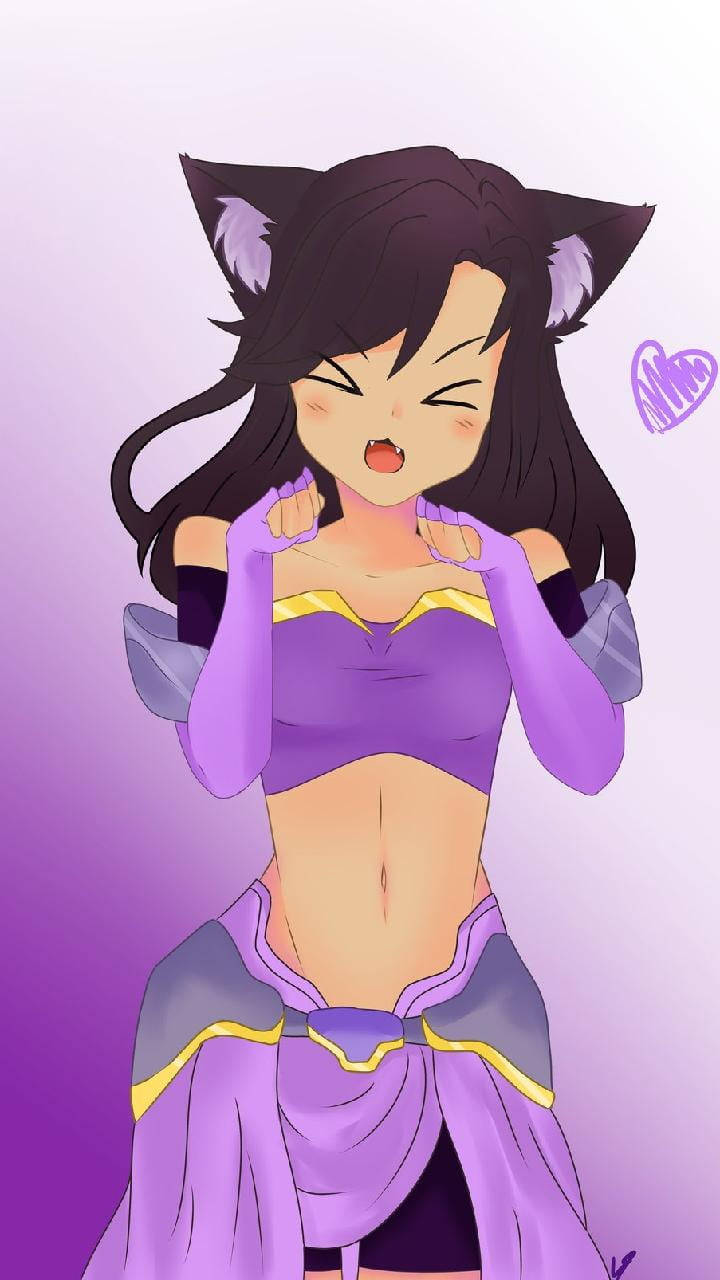 Aphmau, black cat ears, purple outfit, HD Phone Wallpaper