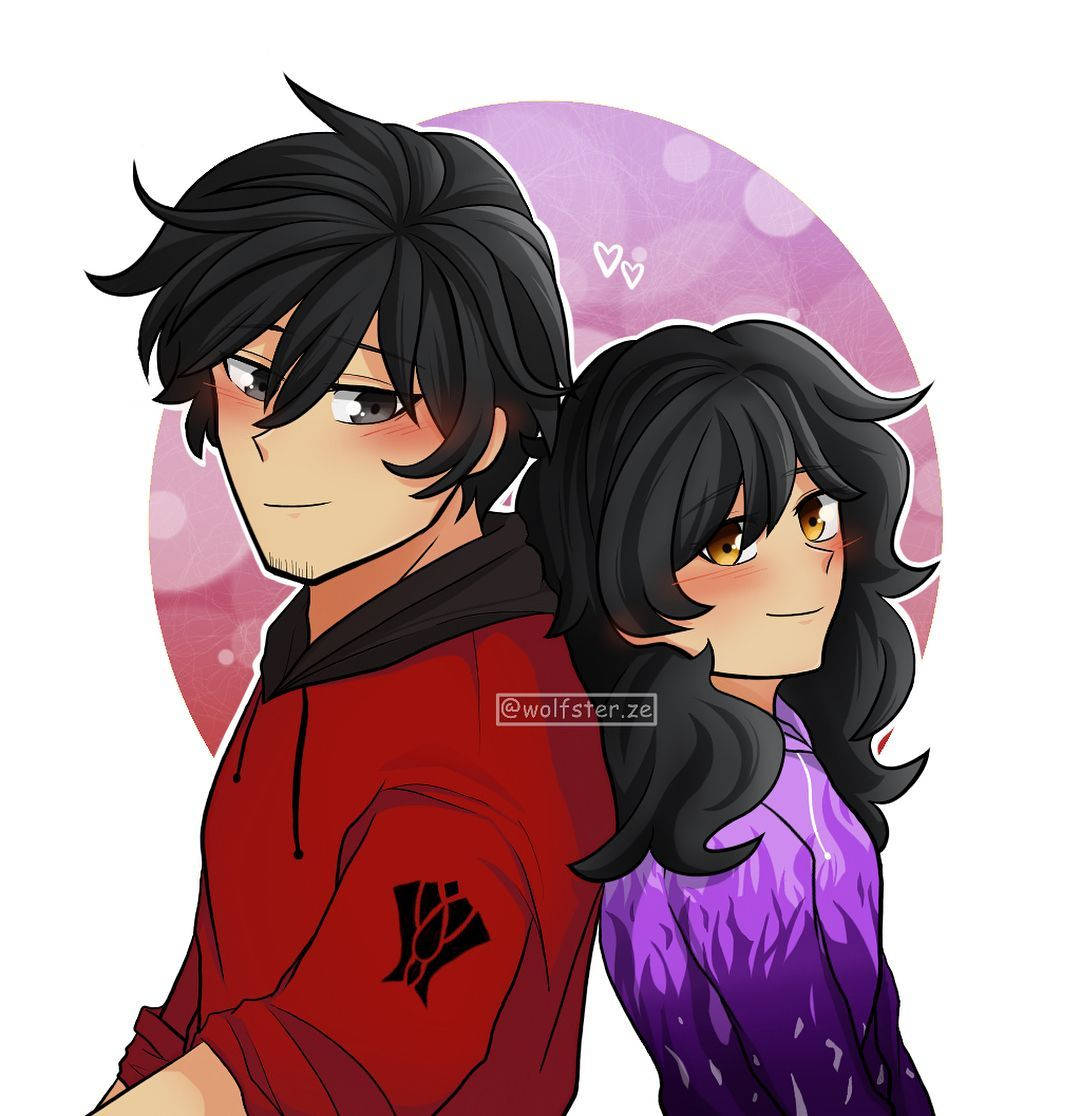 Aphmau, sweet couple, black hair, SD Phone Wallpaper