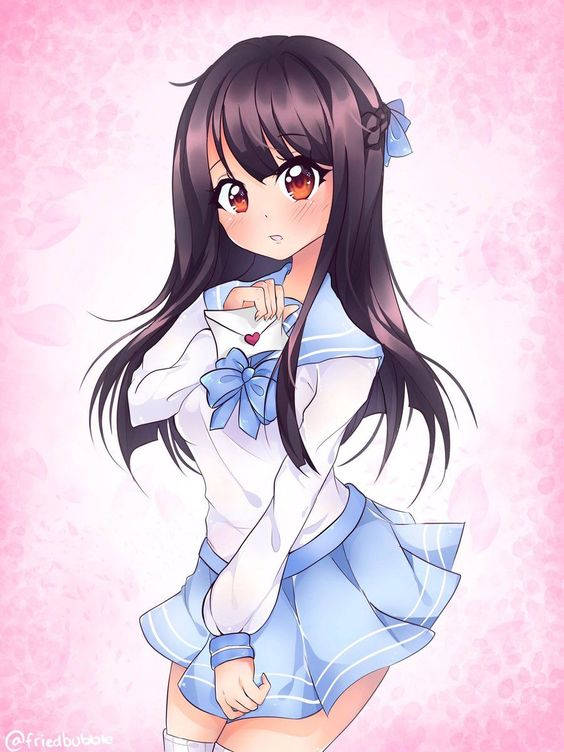 Aphmau, high school, blue sailor uniform, SD Phone Wallpaper