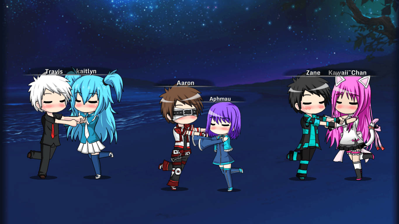 Aphmau, triple date, chibi anime characters, HD Desktop Wallpaper