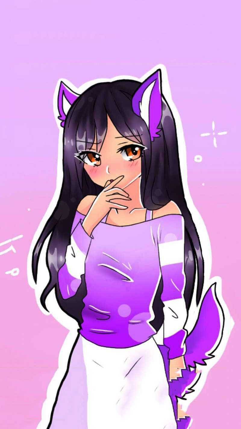 Aphmau, purple cat ears, purple and white top, HD Phone Wallpaper