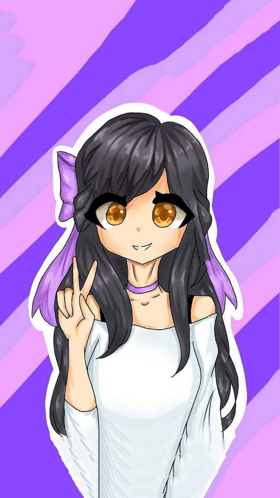 Aphmau, peace sign, black hair, HD Phone Wallpaper