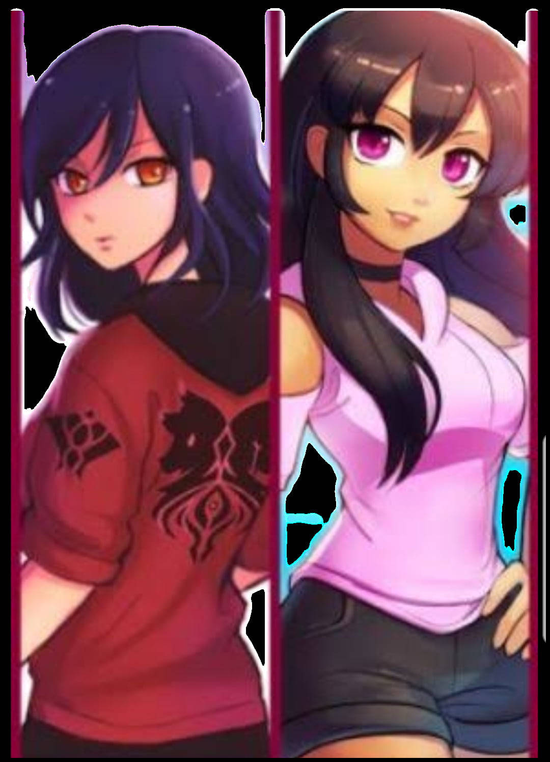 Aphmau, anime girls, split-screen style, HD Phone Wallpaper
