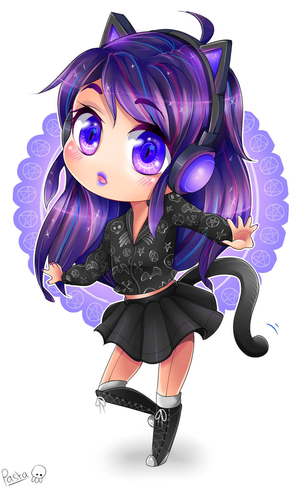 Aphmau, chibi anime girl, purple hair, HD Phone Wallpaper