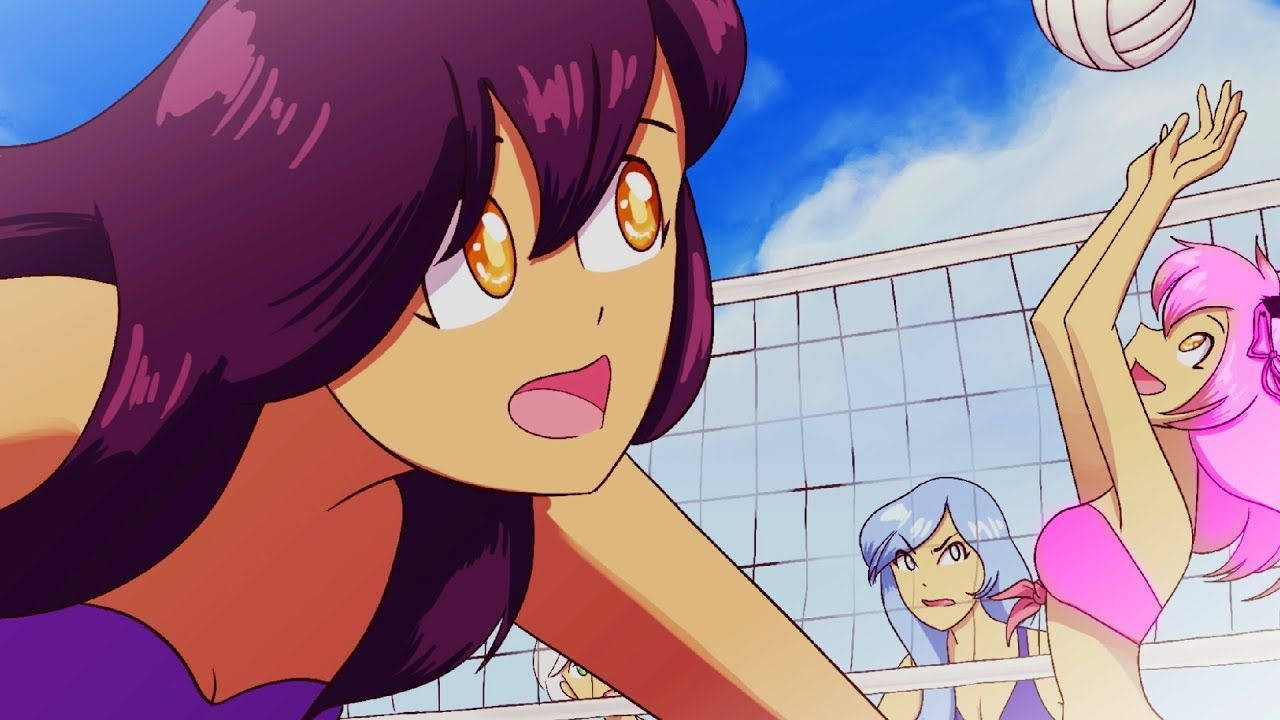 Aphmau, beach volleyball, bright blue sky, HD Desktop Wallpaper