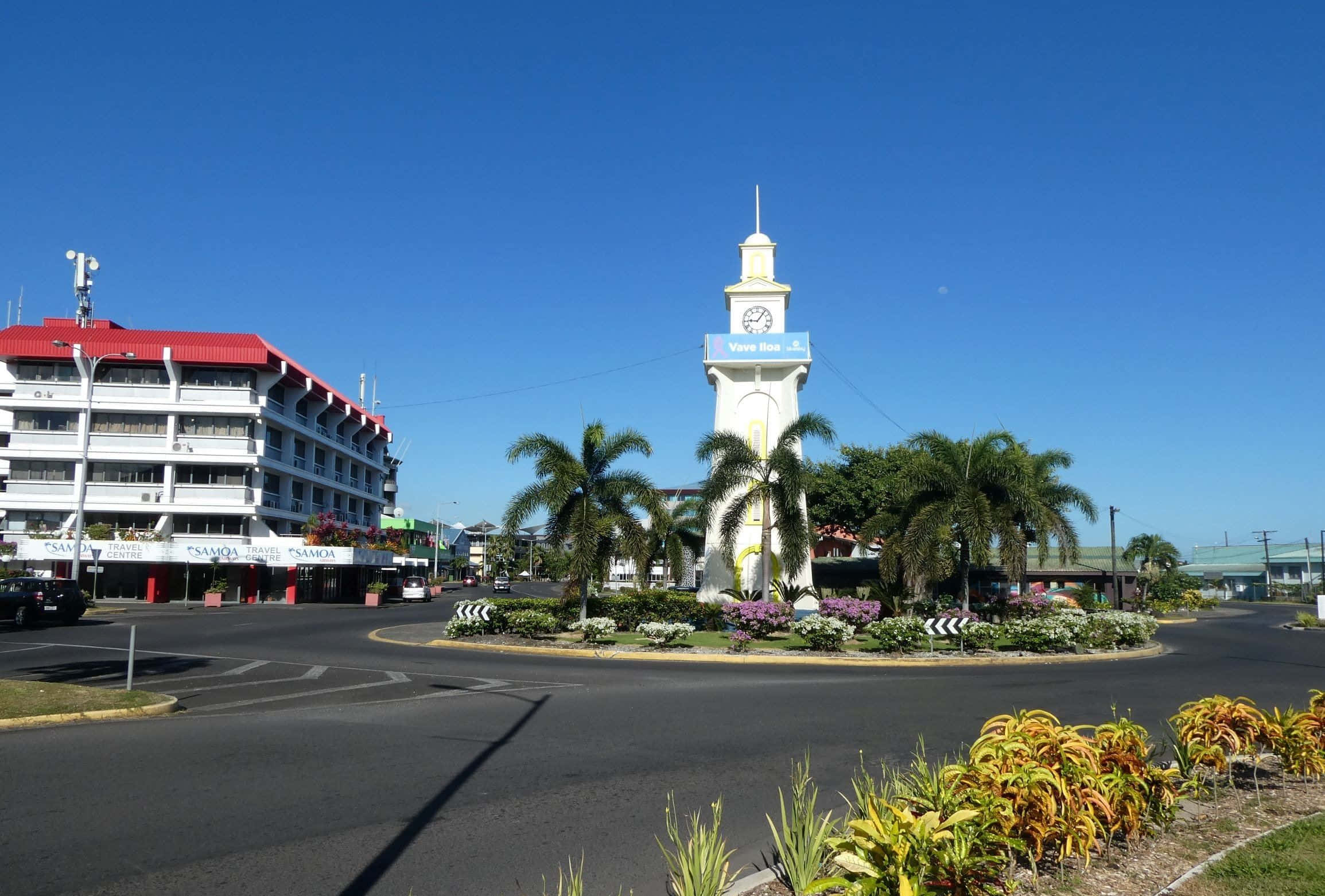 Apia, town clock tower, white, Full HD Desktop Wallpaper
