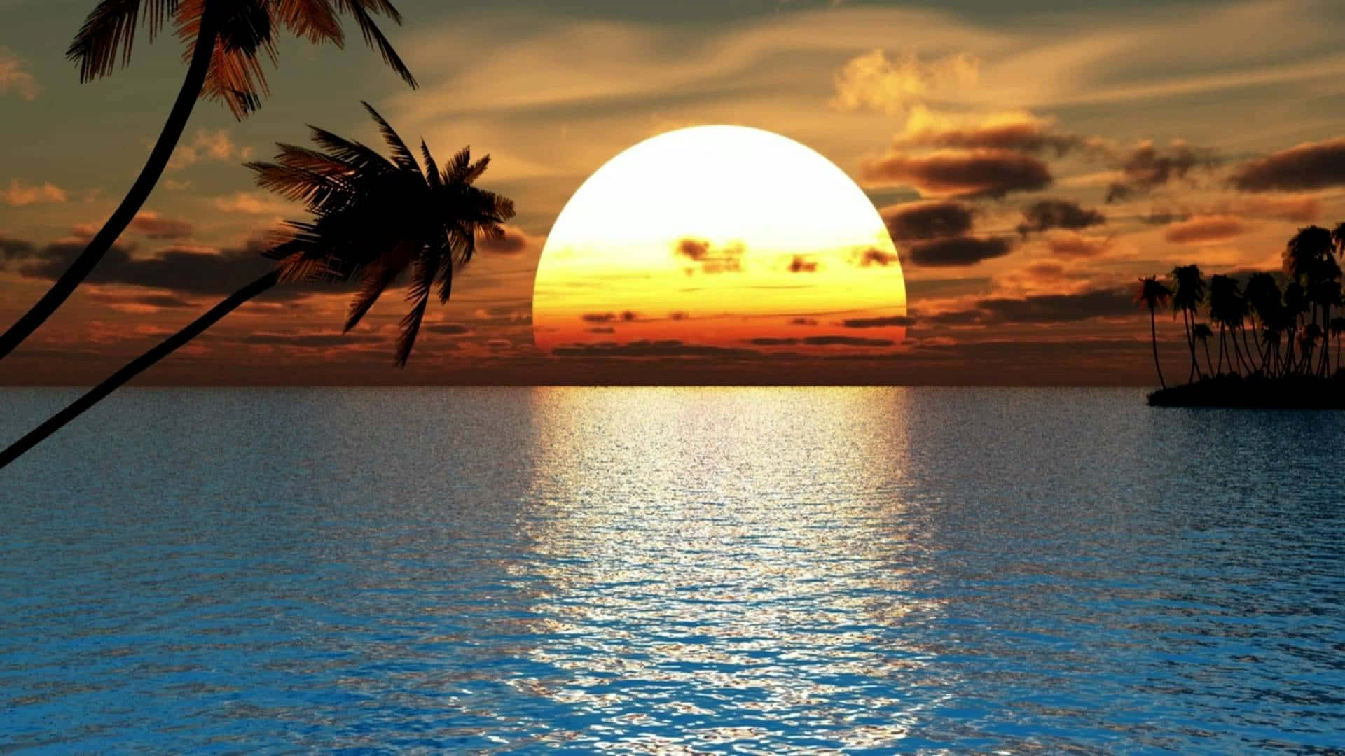 Sun, ocean, Apia, Full HD Desktop Wallpaper