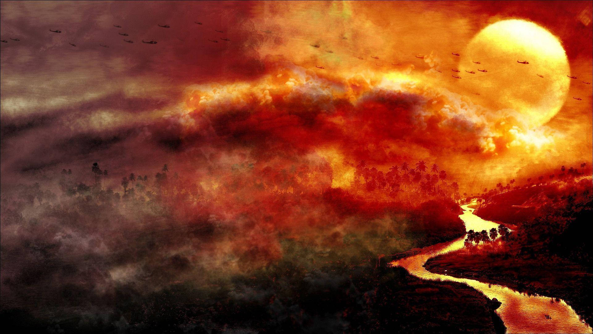 Apocalypse Now, Dark Sunrise, fiery sunset, Full HD Desktop Wallpaper