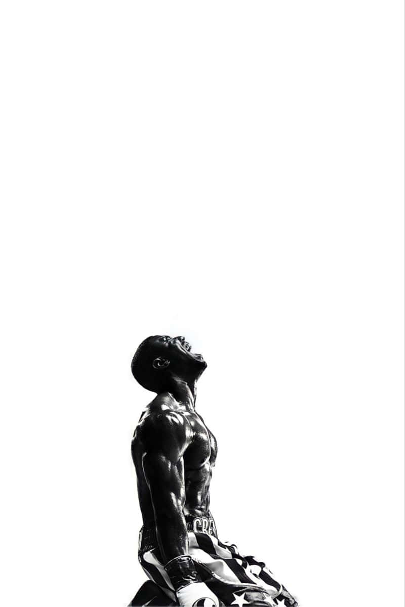 Apollo Creed, victory pose, black and white silhouette, SD Phone Wallpaper