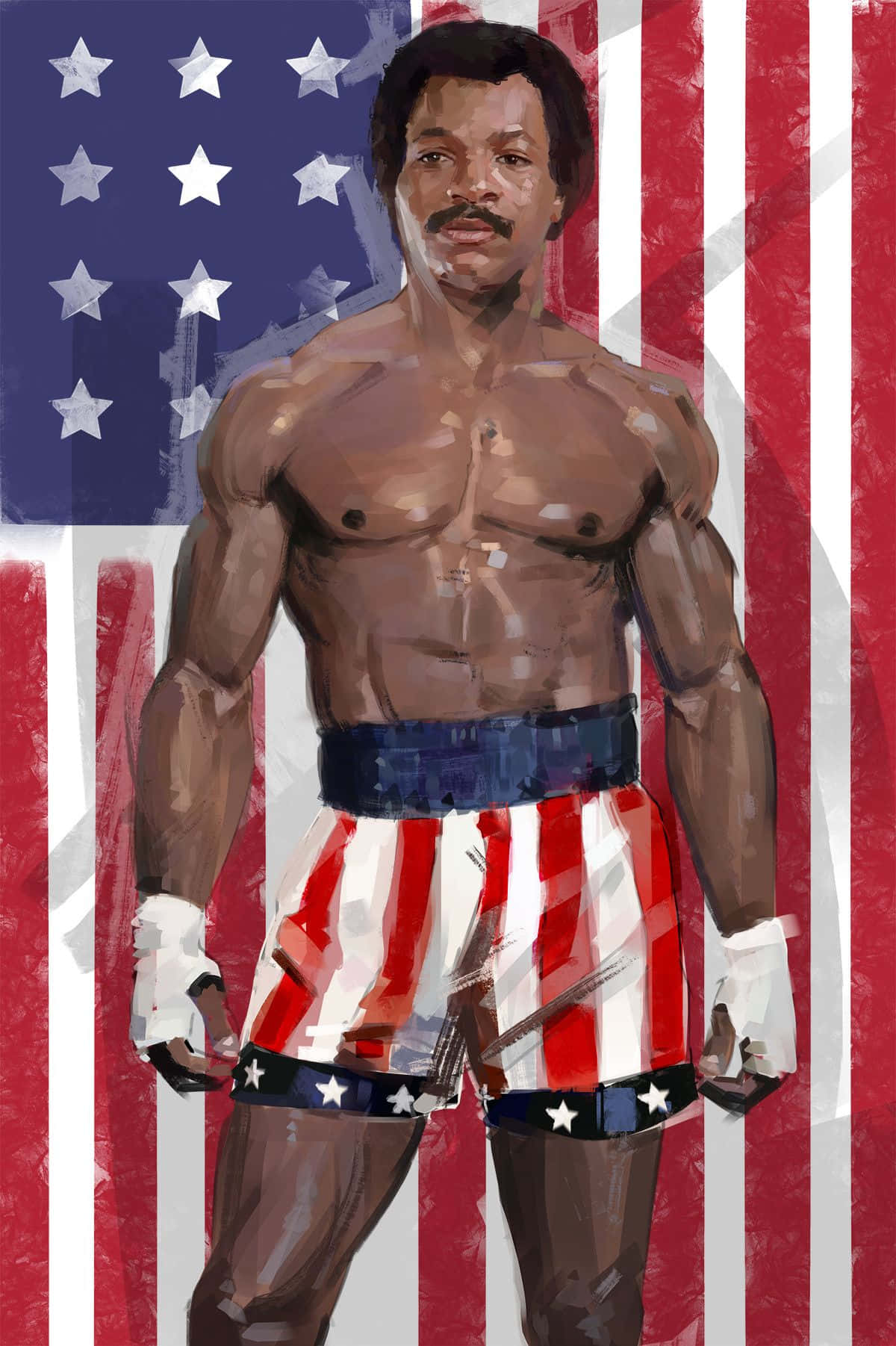 Apollo Creed, patriotic trunks, American flag backdrop, HD Phone Wallpaper