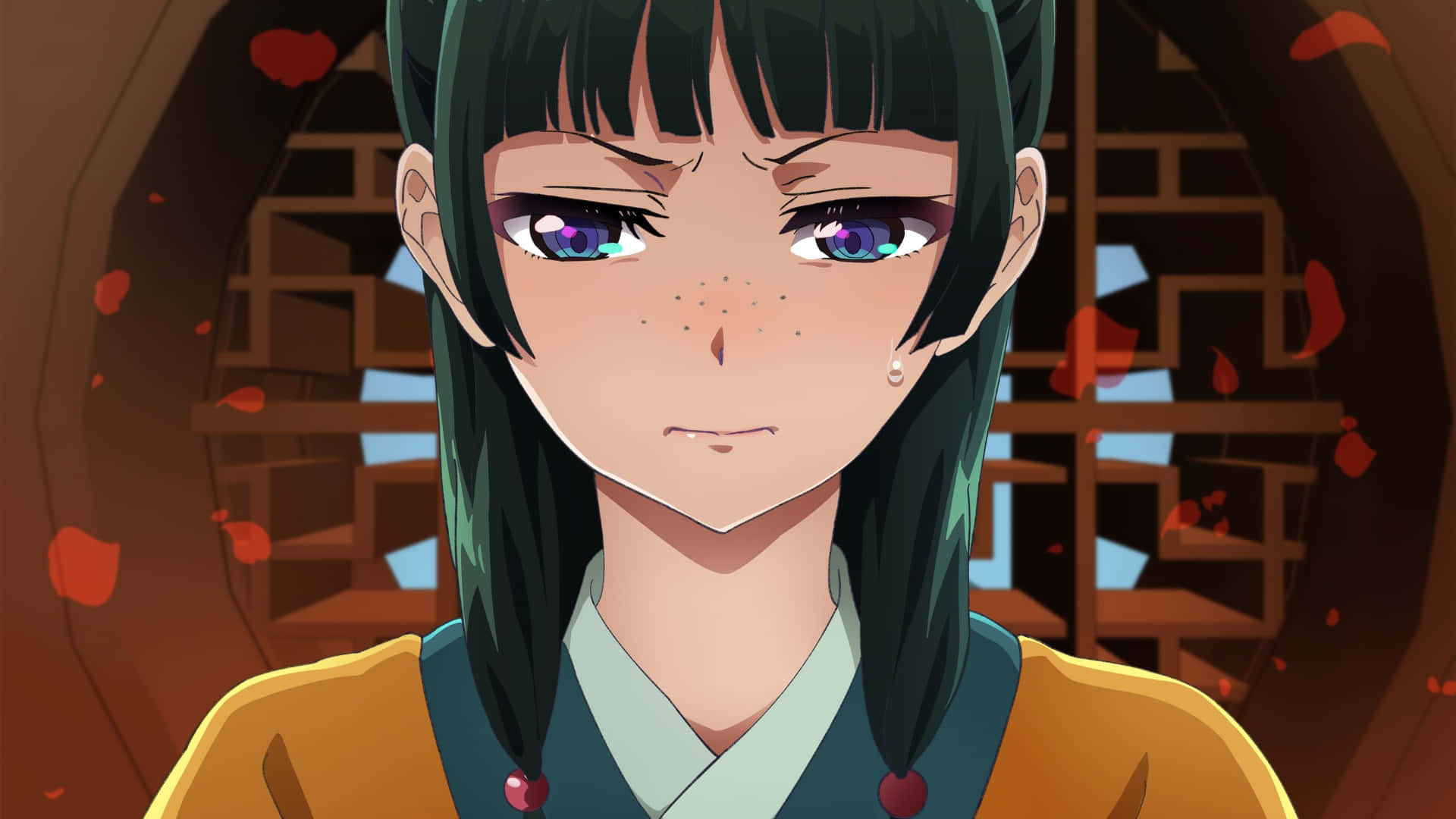Apothecary Diaries, dark green hair, purple eyes, Full HD Desktop Wallpaper
