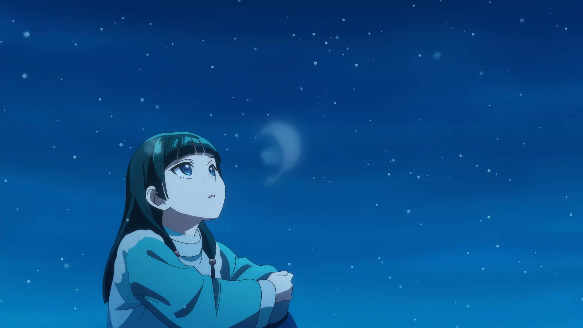 Apothecary Diaries, teal robe, starry night sky, Full HD Desktop Wallpaper
