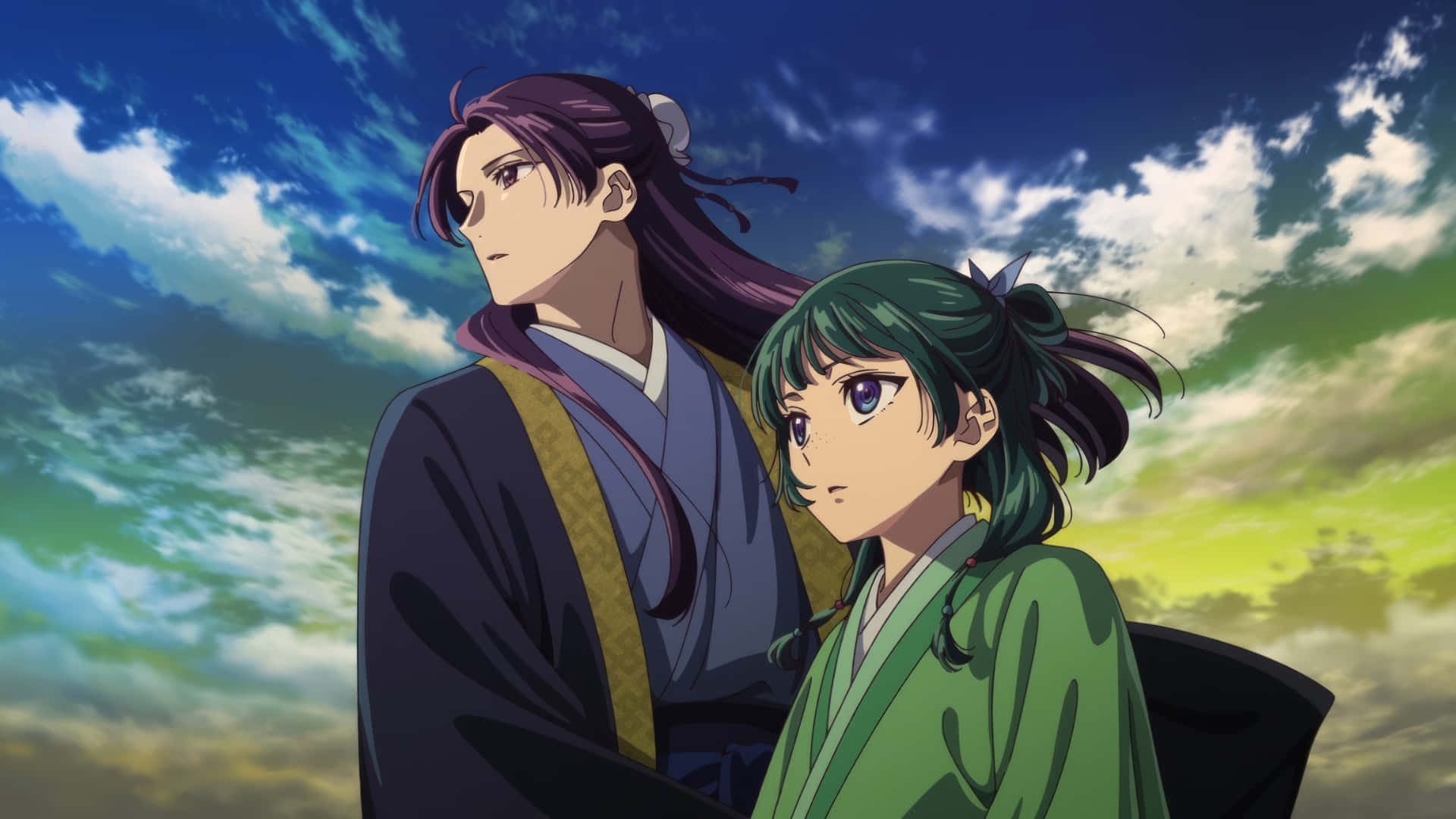 Apothecary Diaries, main characters, traditional robes, Full HD Desktop Wallpaper