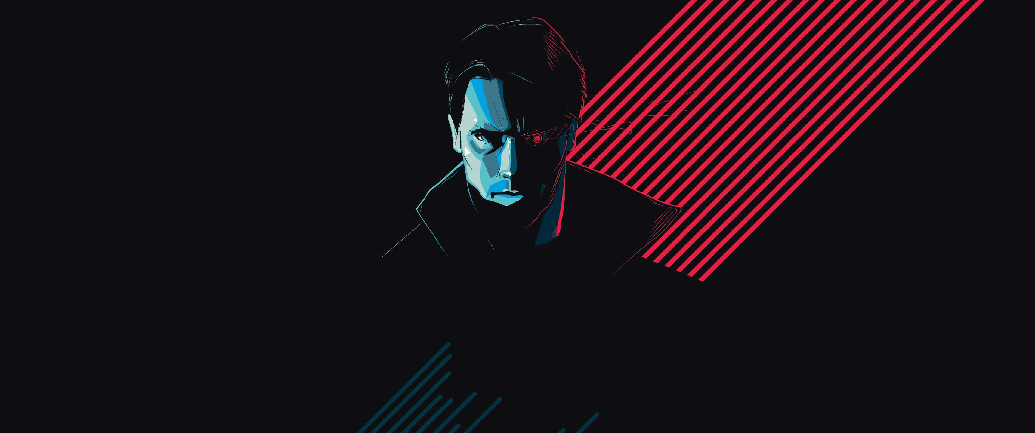 Apple, 3840x1600, glowing red eyes, 2K Desktop Wallpaper