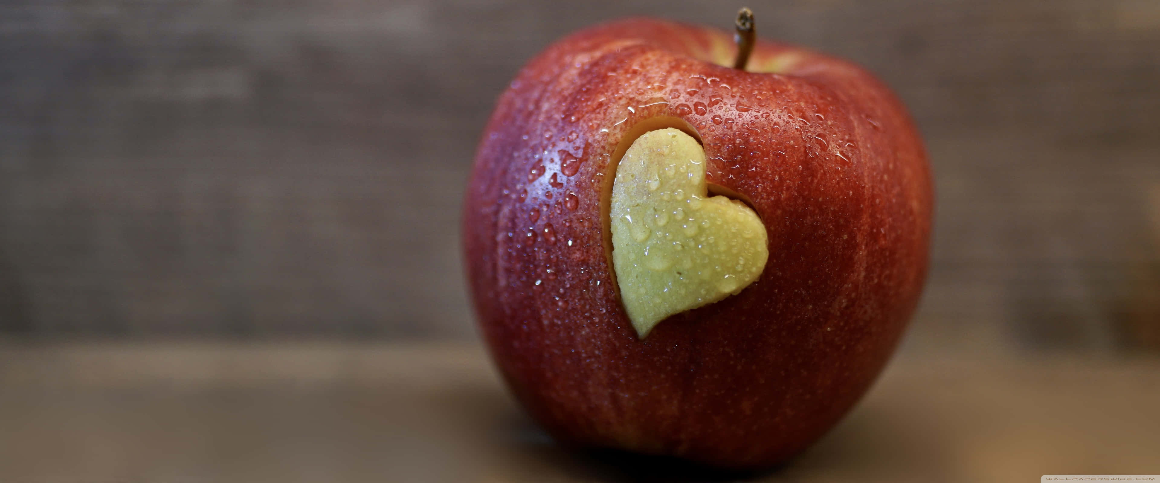 Apple logo, red apple, heart-shaped bite, 4K Desktop Wallpaper