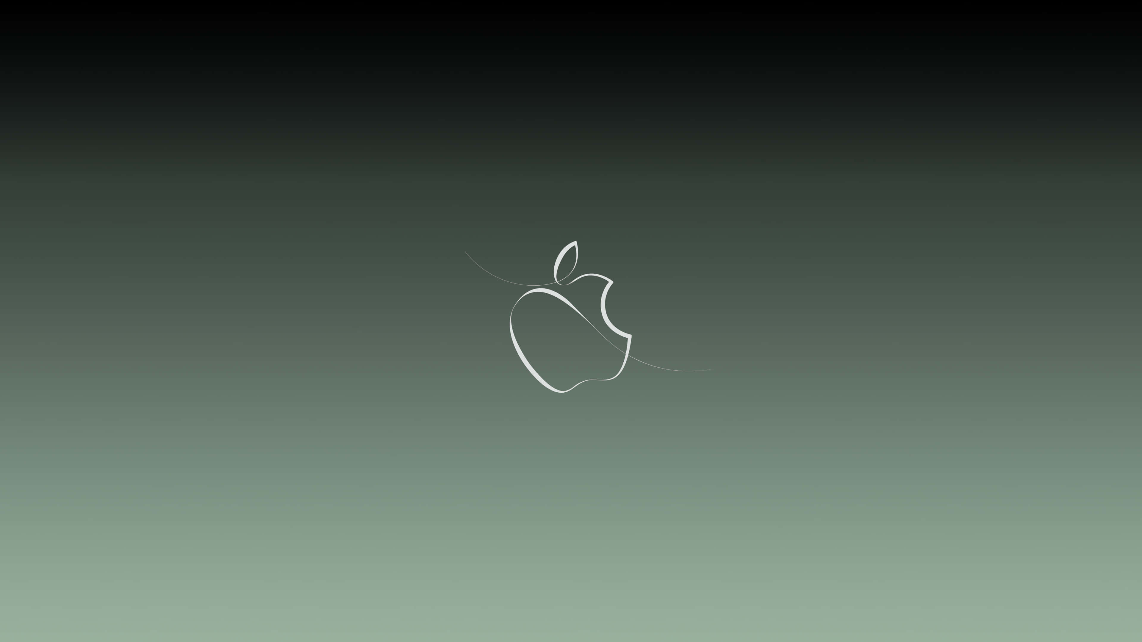 Apple logo, white Apple logo, gradient green to black background, 4K Desktop Wallpaper