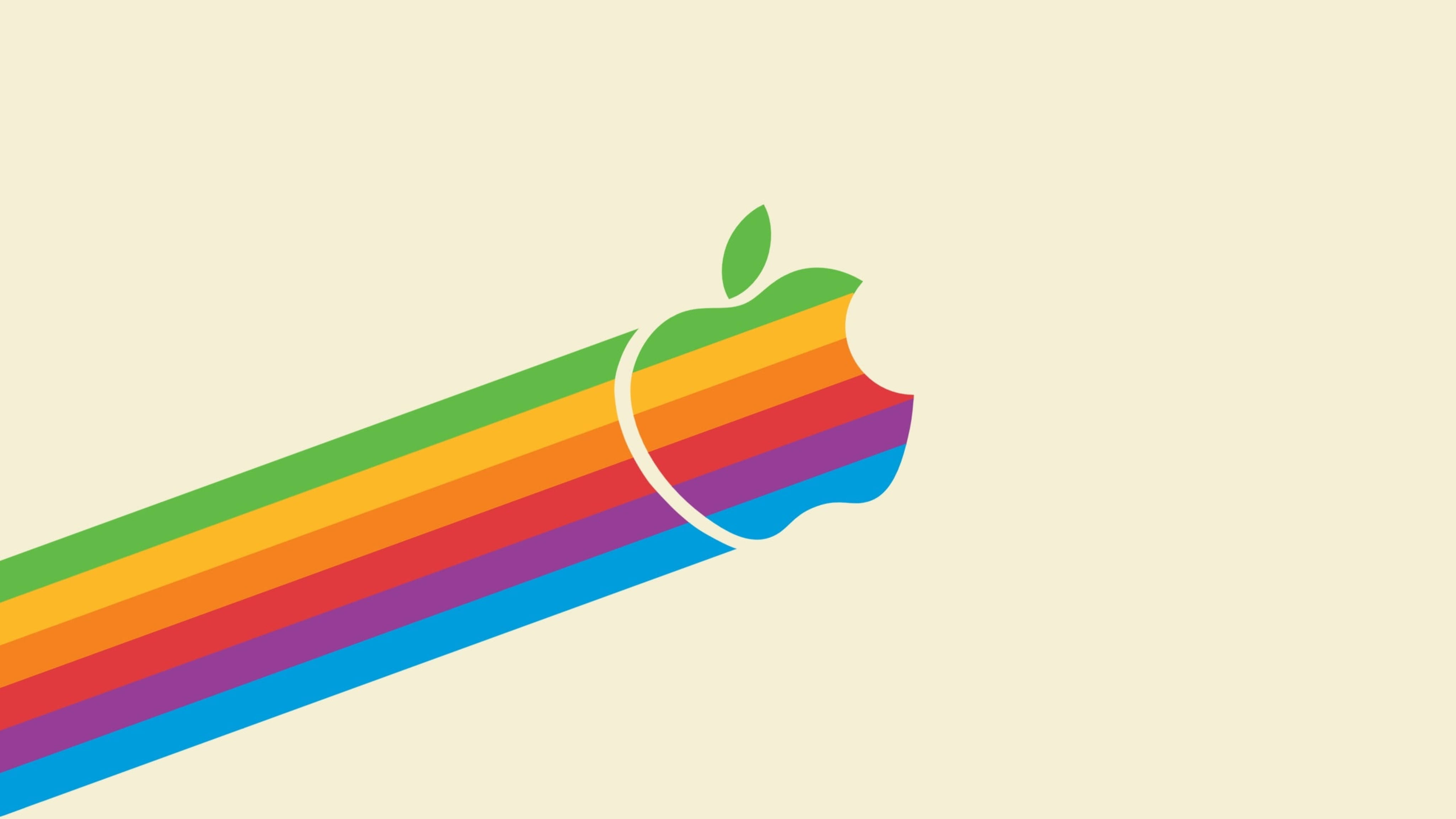 Retro Apple, Apple logo, bite mark, 4K Desktop Wallpaper