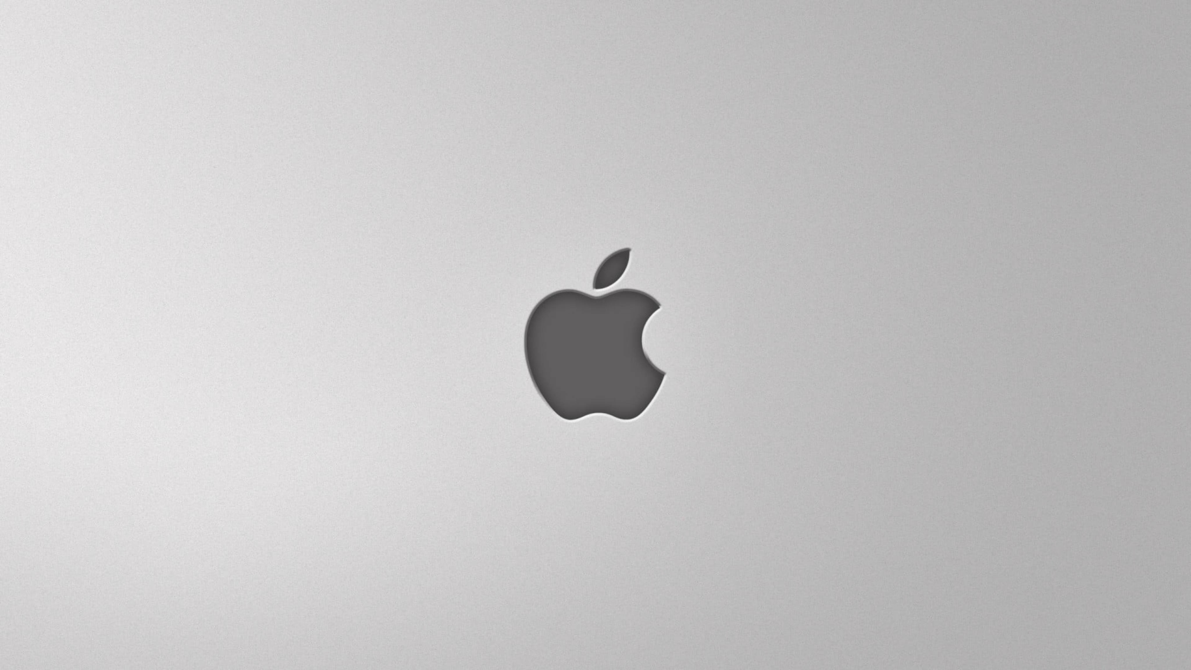 Apple 4K Ultra HD, gray background, Apple logo, 4K Desktop Wallpaper