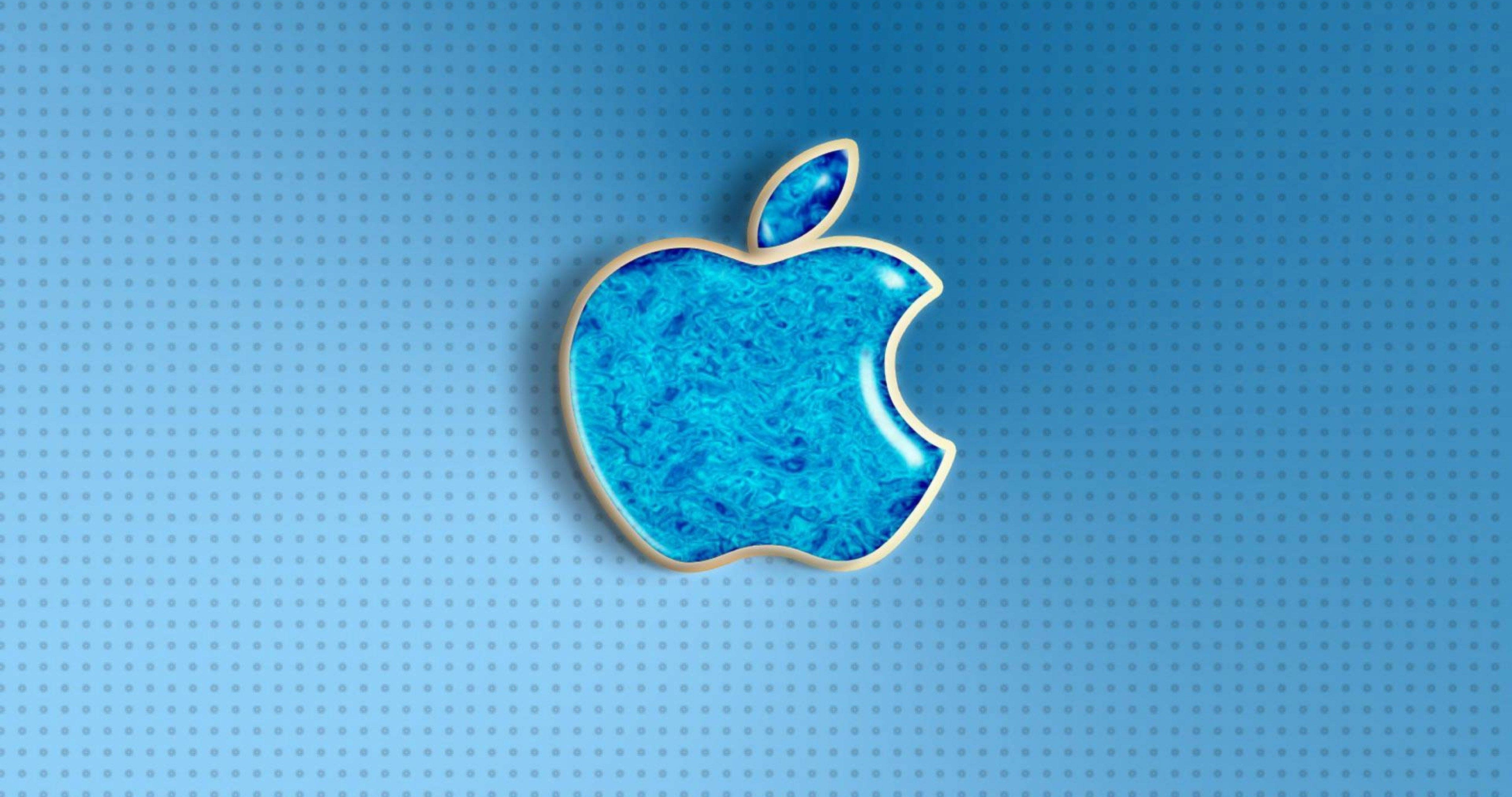 Apple 4K Ultra HD, sapphire logo, glossy blue, 4K Desktop Wallpaper