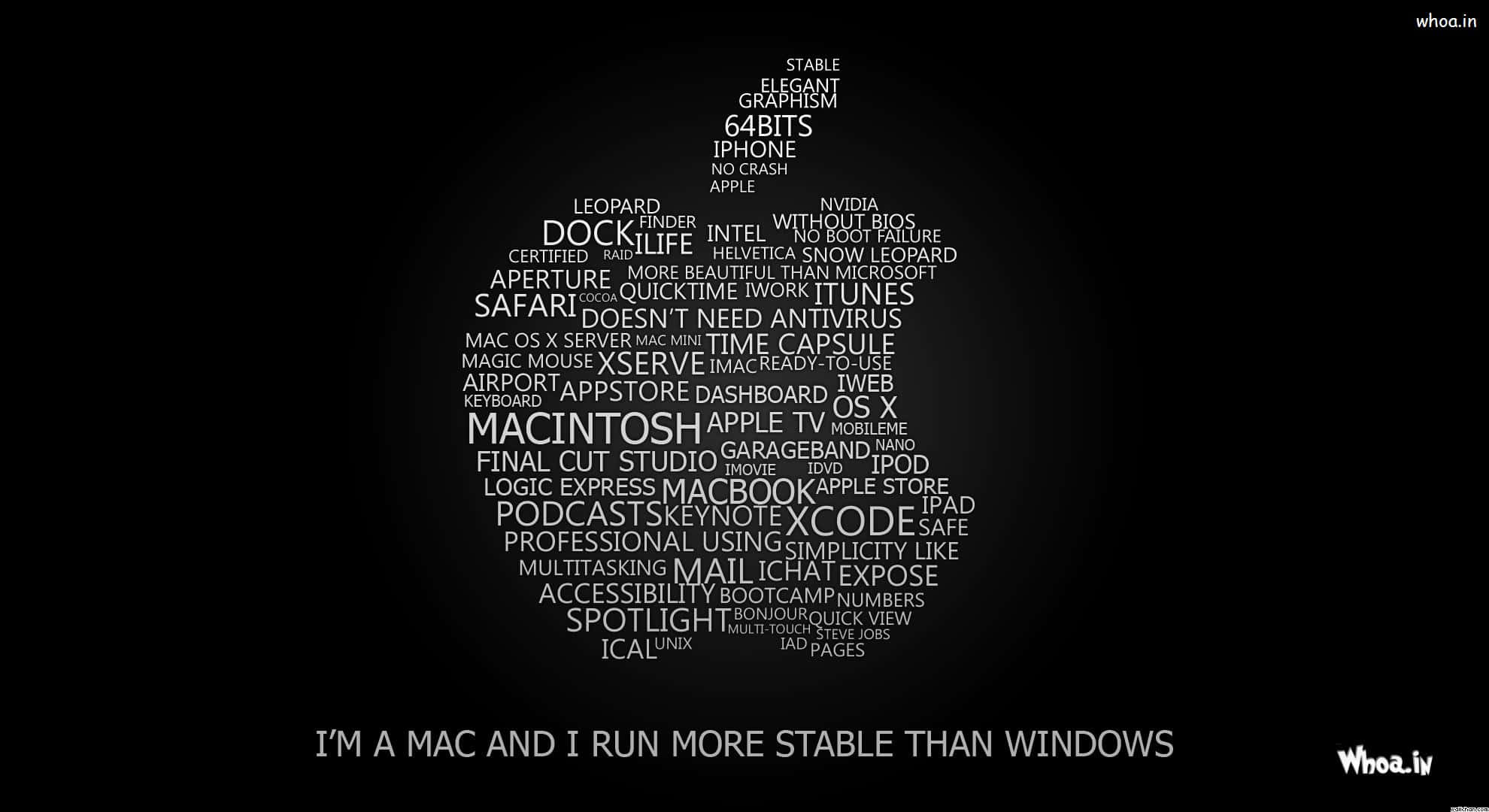 Apple 4K, black background, white text, Full HD Desktop Wallpaper