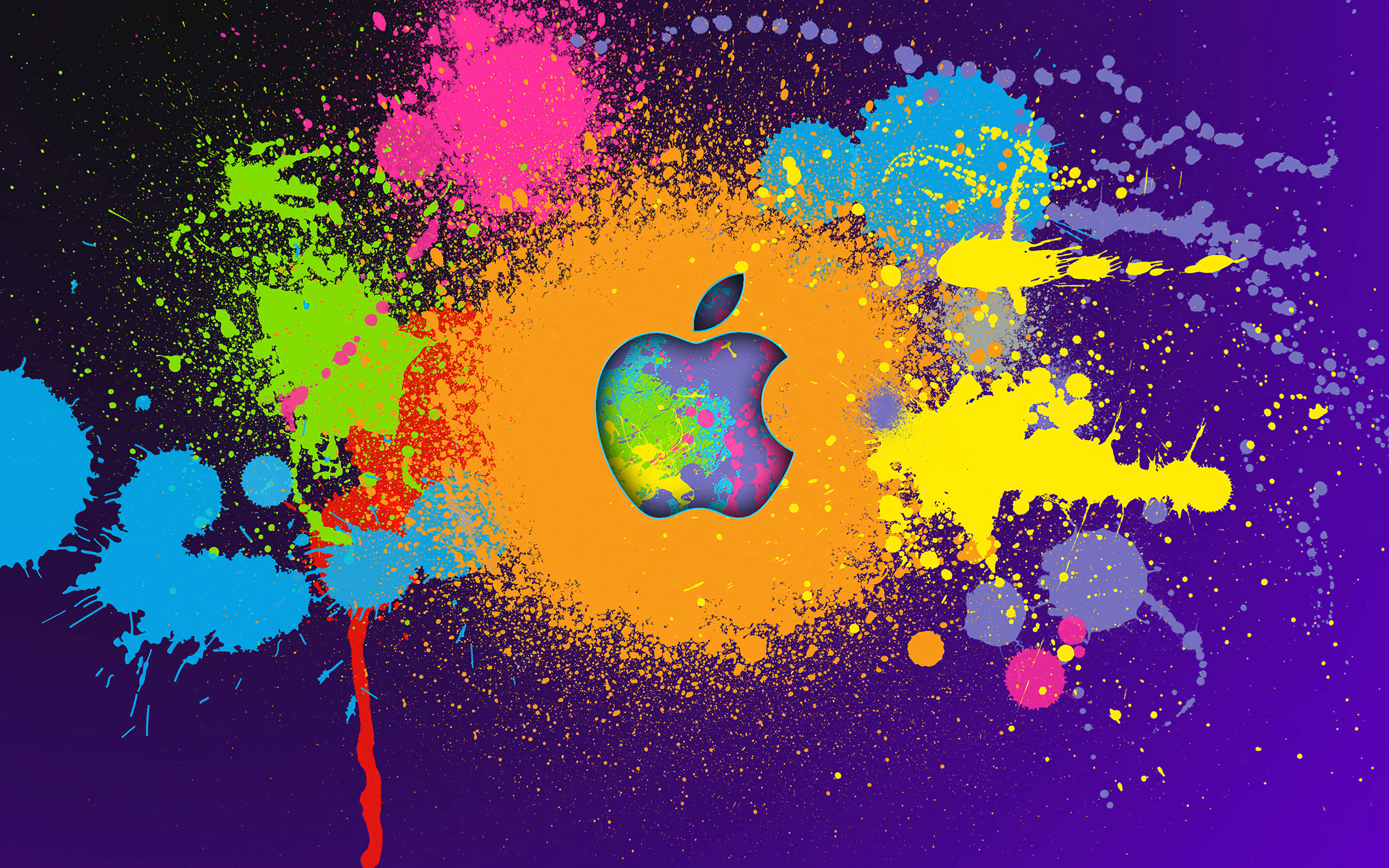 Apple, 4K, colorful Apple logo, 4K Desktop Wallpaper