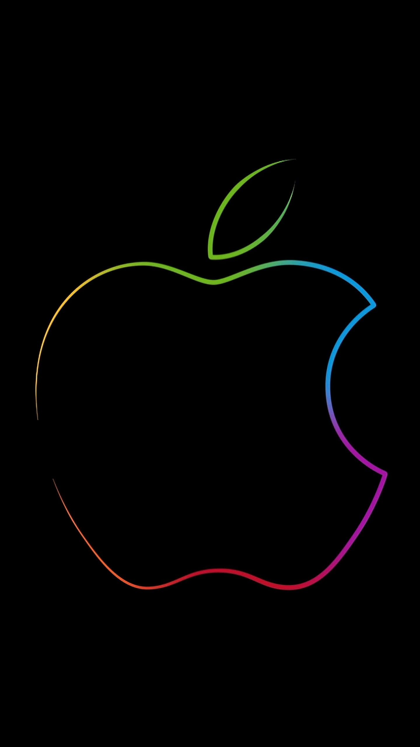 Apple 4K, apple logo, rainbow outline, 2K Phone Wallpaper