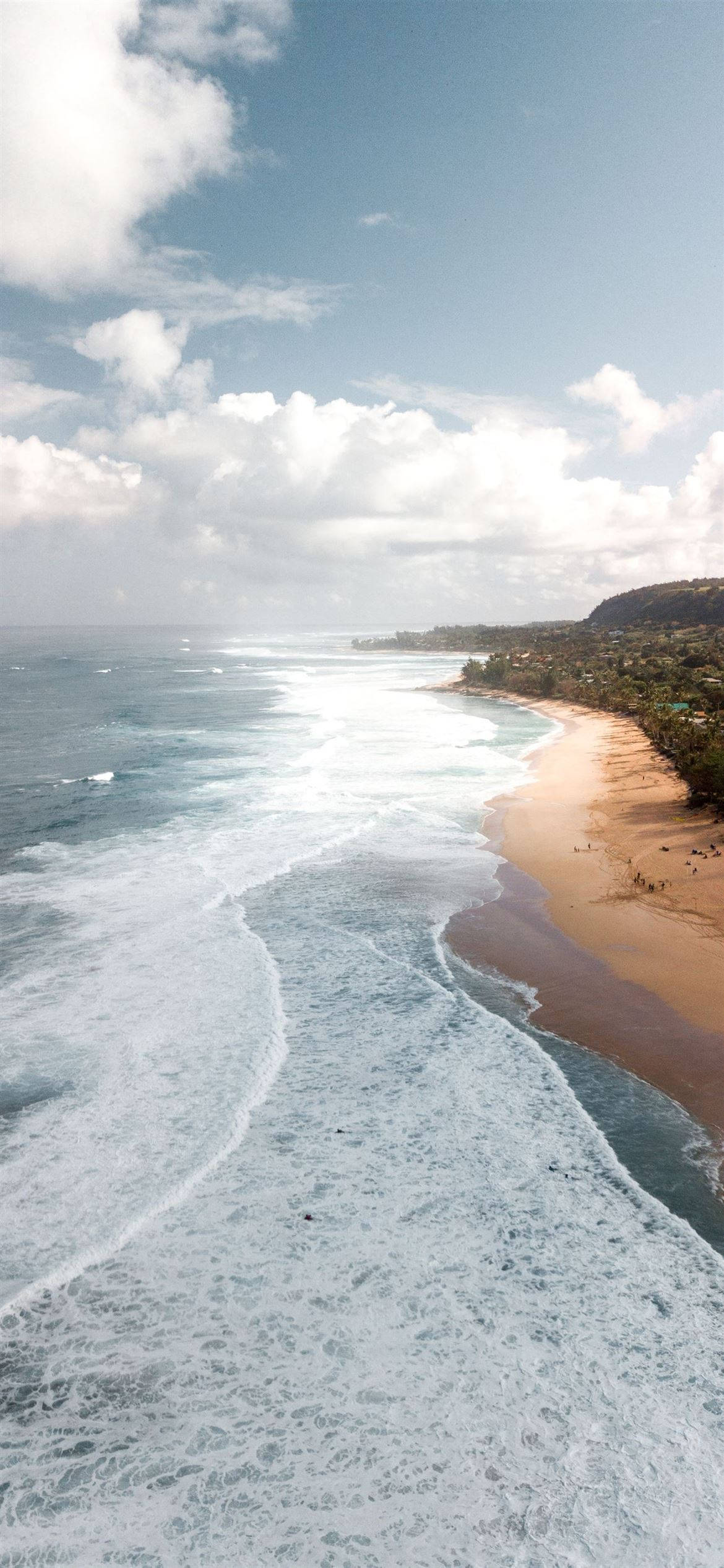 Apple Beach, turquoise waves, golden sandy beach, Full HD Phone Wallpaper