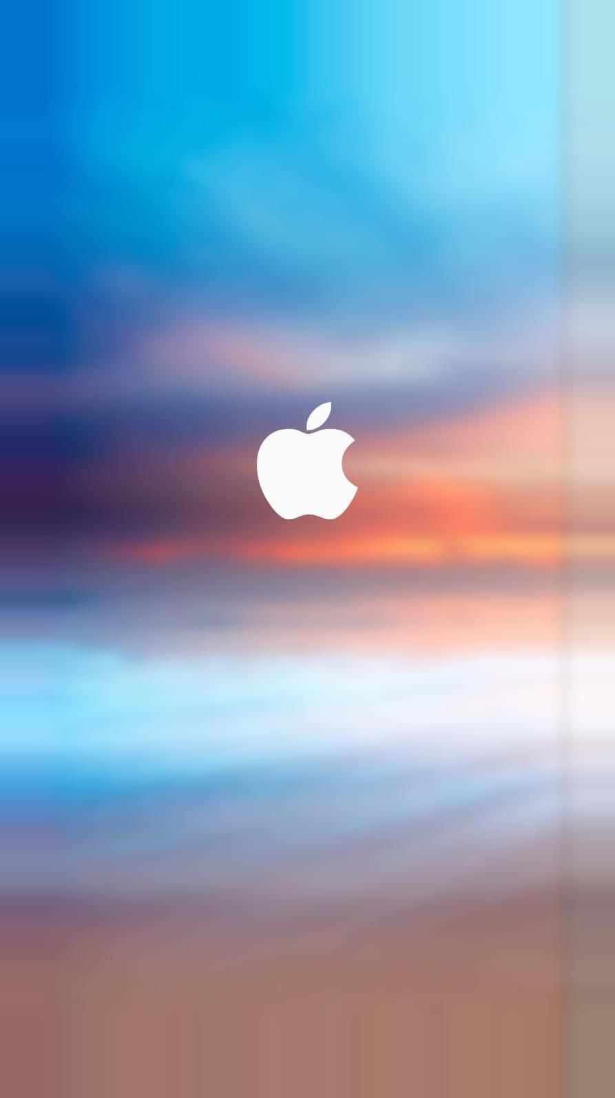 Apple logo, white, blue orange and pink, HD Phone Wallpaper