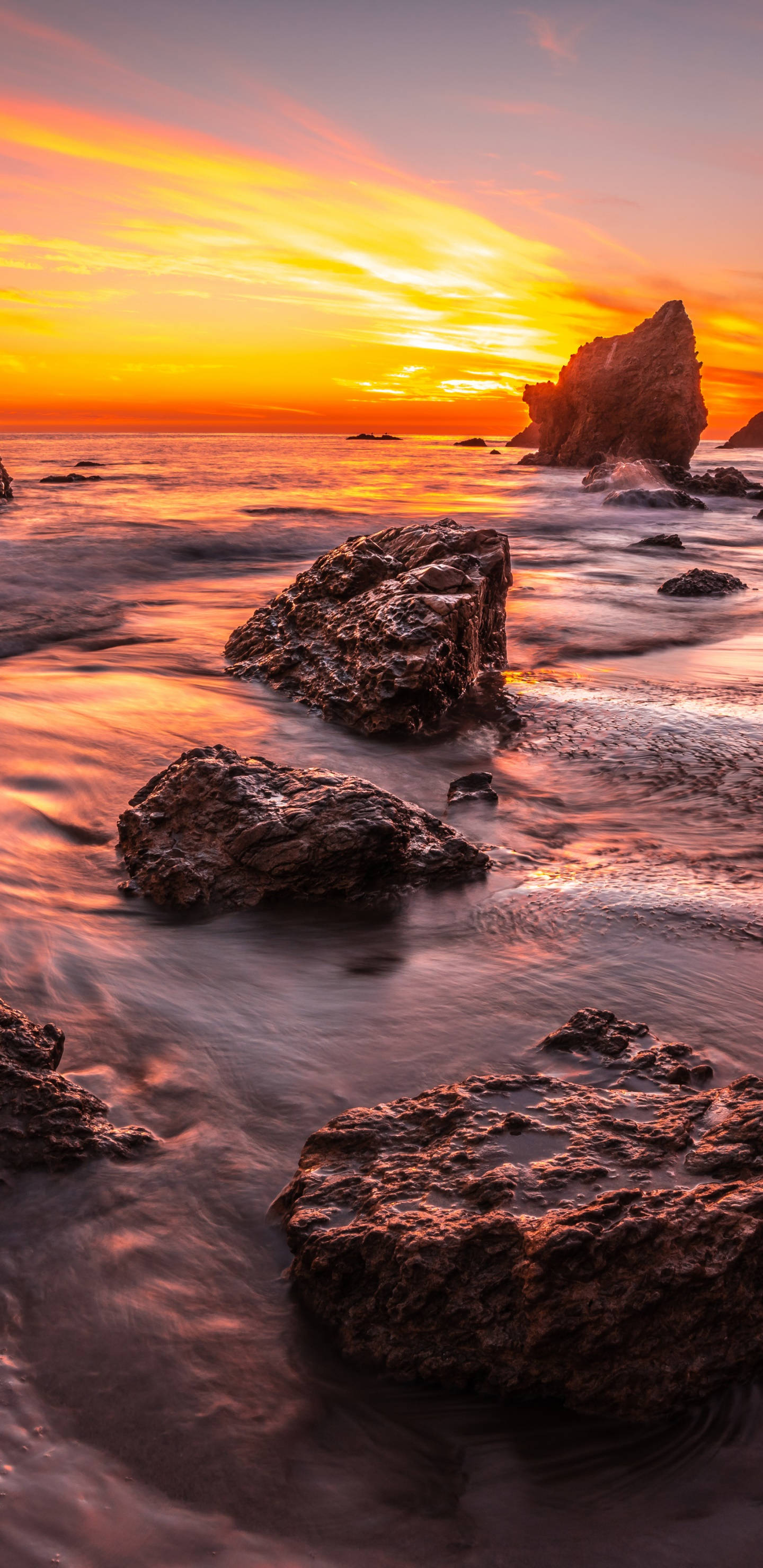 iPhone California, Sunset, Beach, 2K Phone Wallpaper