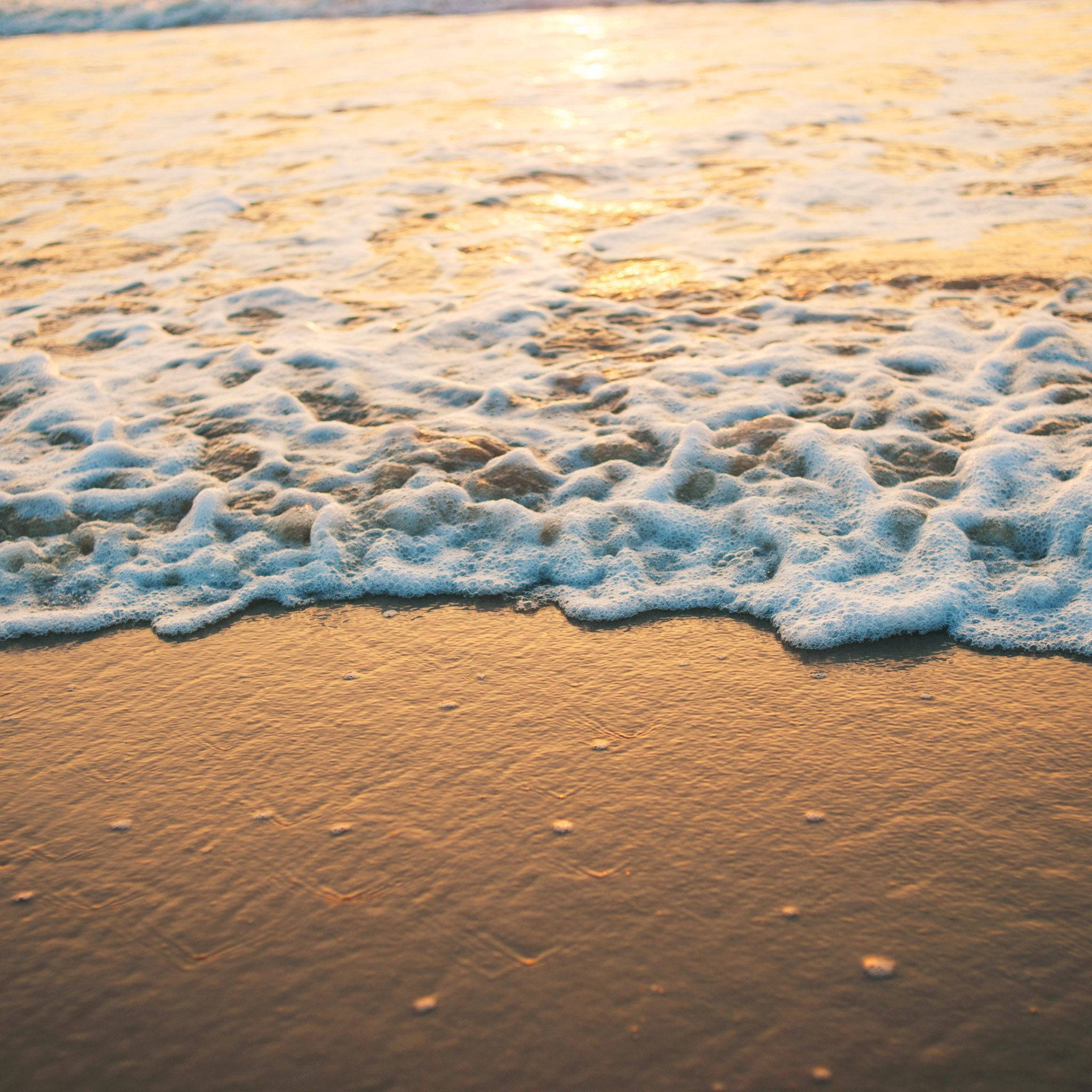 Apple Beach, Golden sunset, wet sand, Full HD Desktop Wallpaper