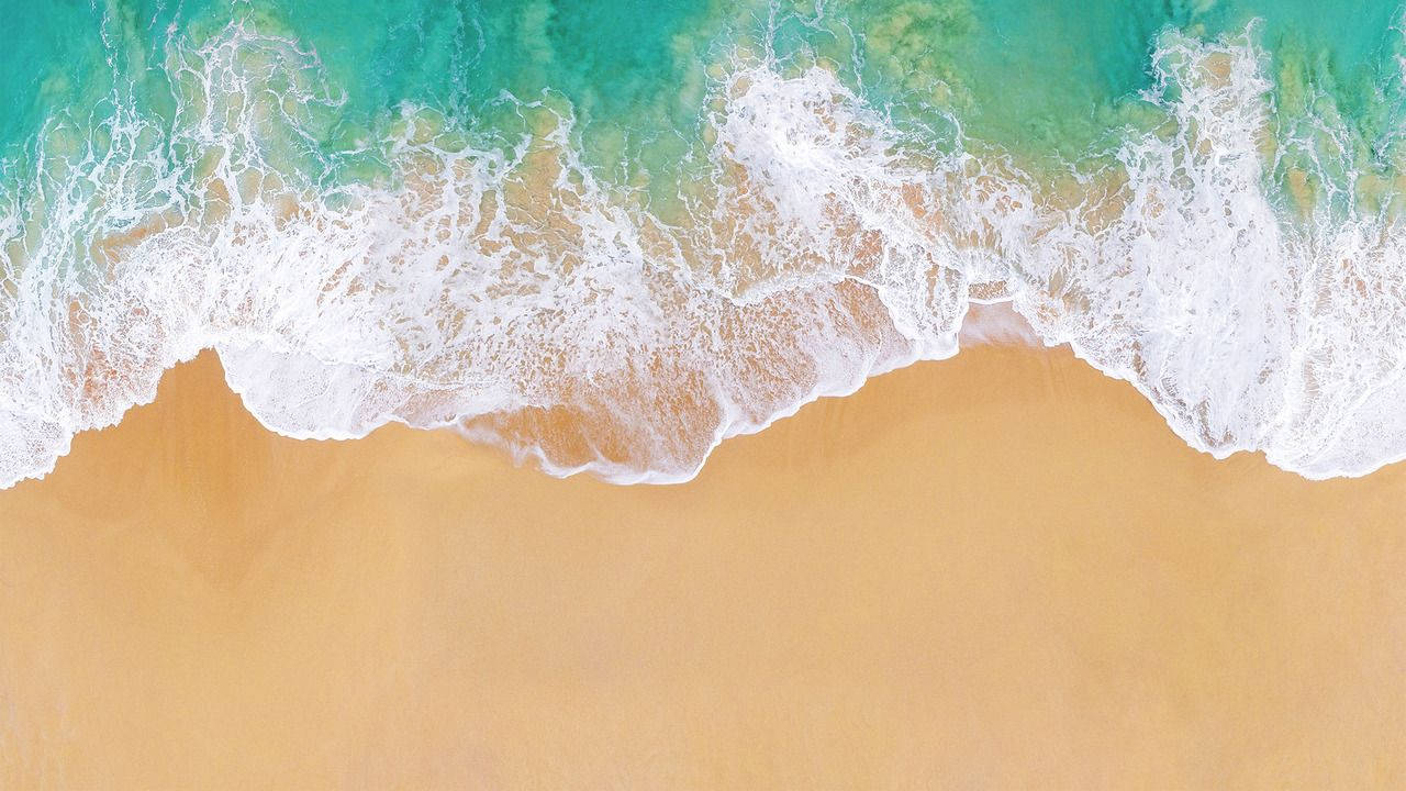 Apple Beach, turquoise waves, golden sand, HD Desktop Wallpaper