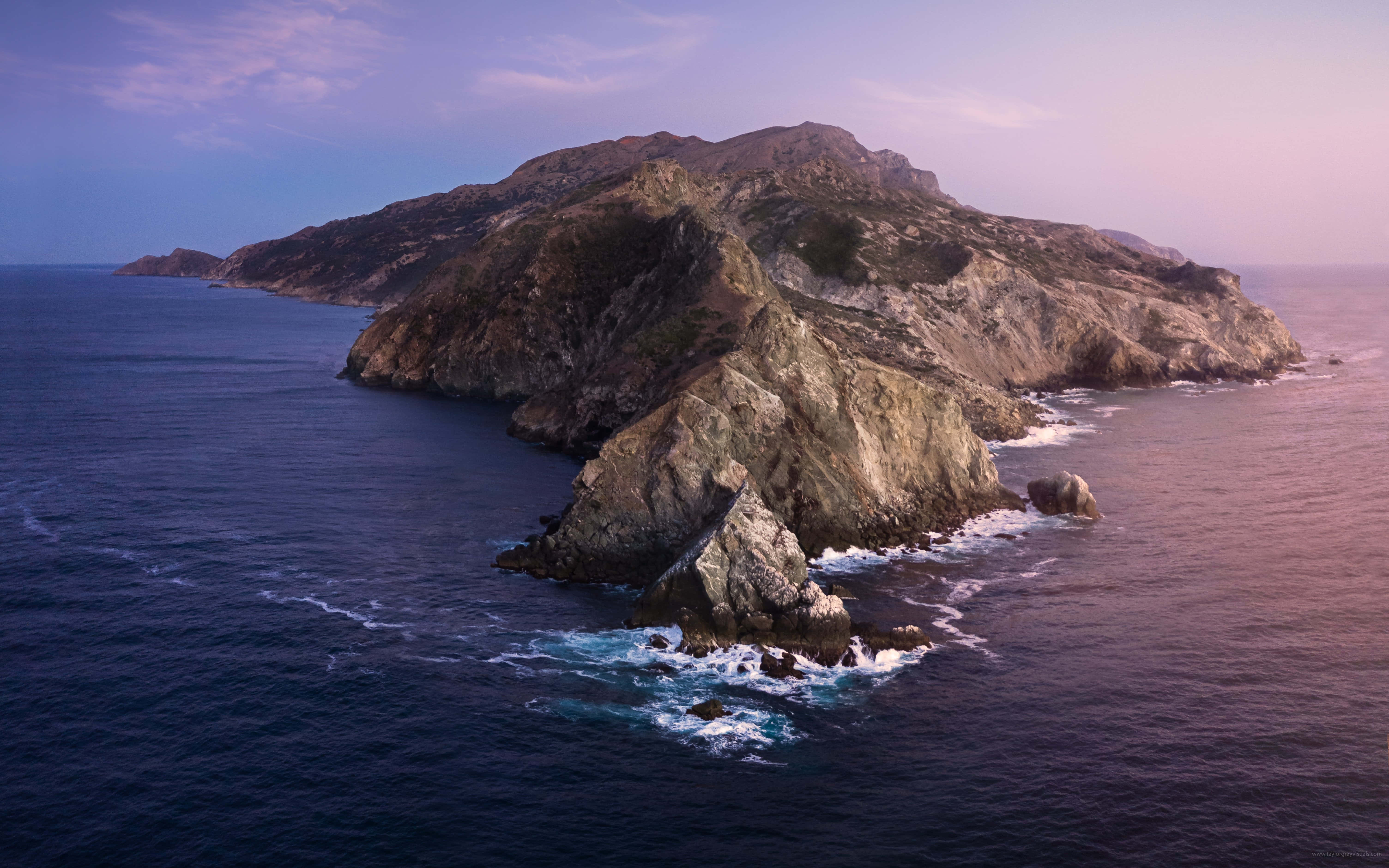 Apple Desktop, coastal island, jagged cliffs, 5K Desktop Wallpaper